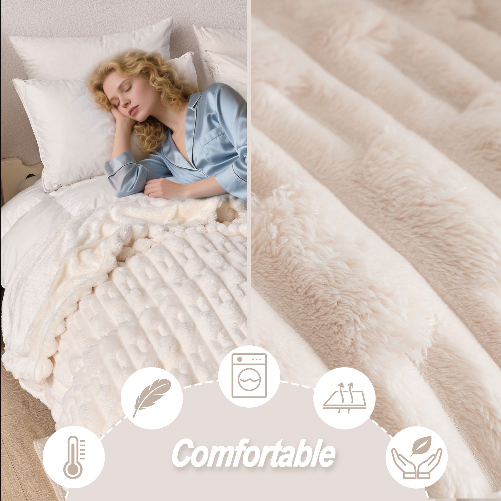 Wohndecke MT09, KEAYOO, Sherpa Fleece Warm Decke Kuscheldecken für Bett, Sofa und Couch