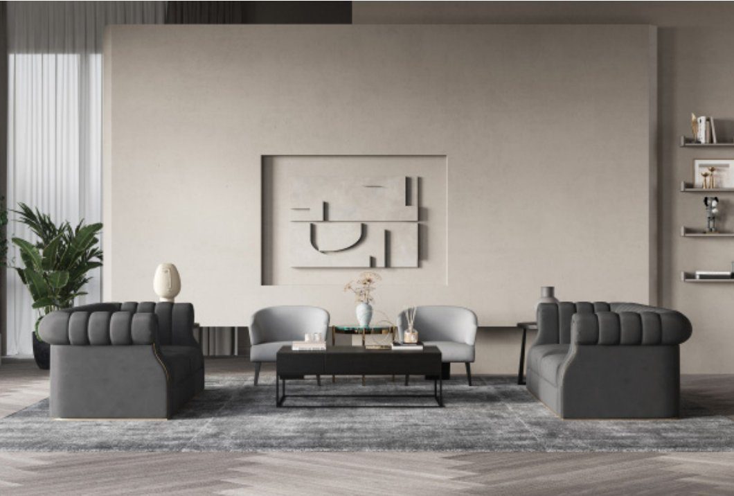 Dreisitzer Schwarzer Designer JVmoebel Couch, Neue Luxus Sofa Modernes Europe Design Made in