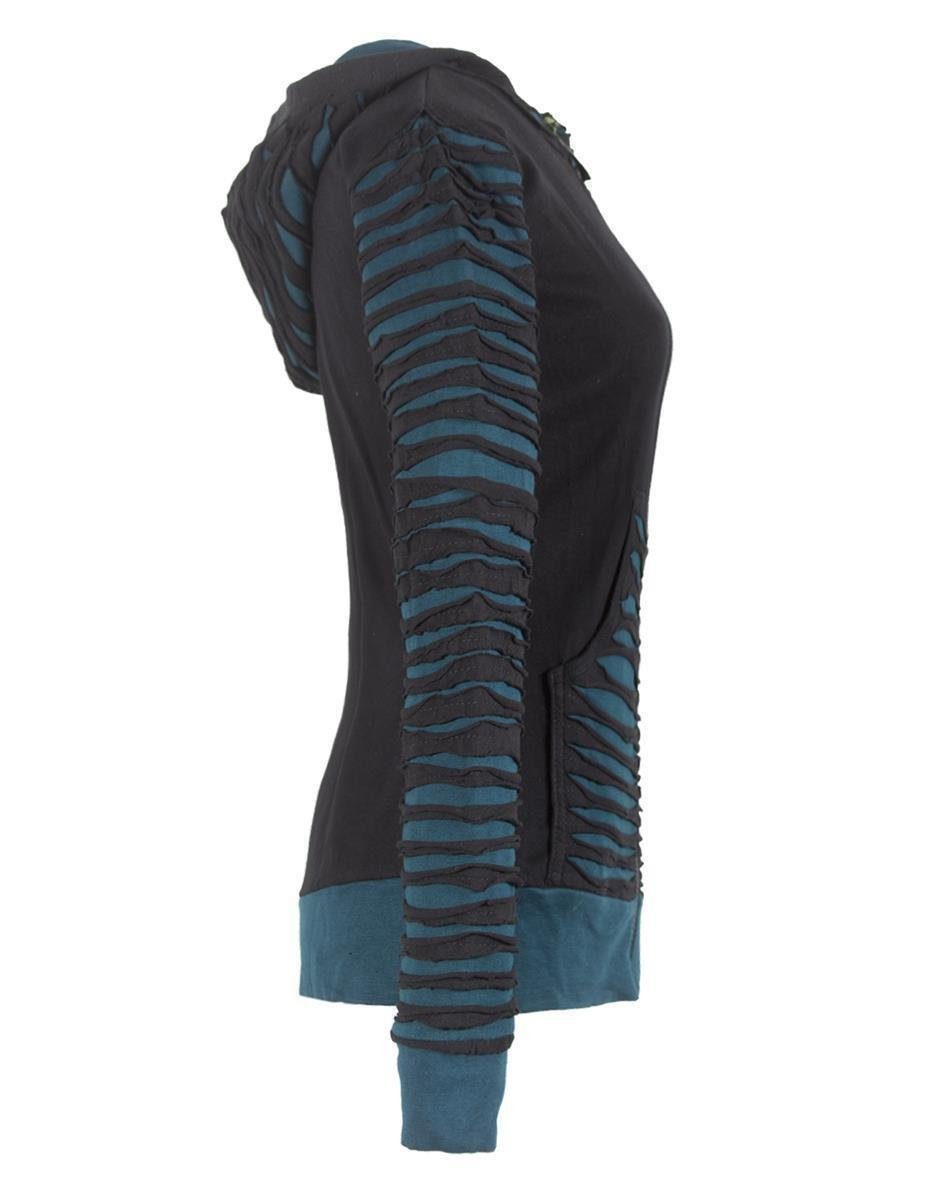 Vishes Kapuzensweatjacke Patchworkjacke Kapuzenjacke Hoodie Cutwork (1-tlg) Boho, Hippie, Elfen, Goa Style