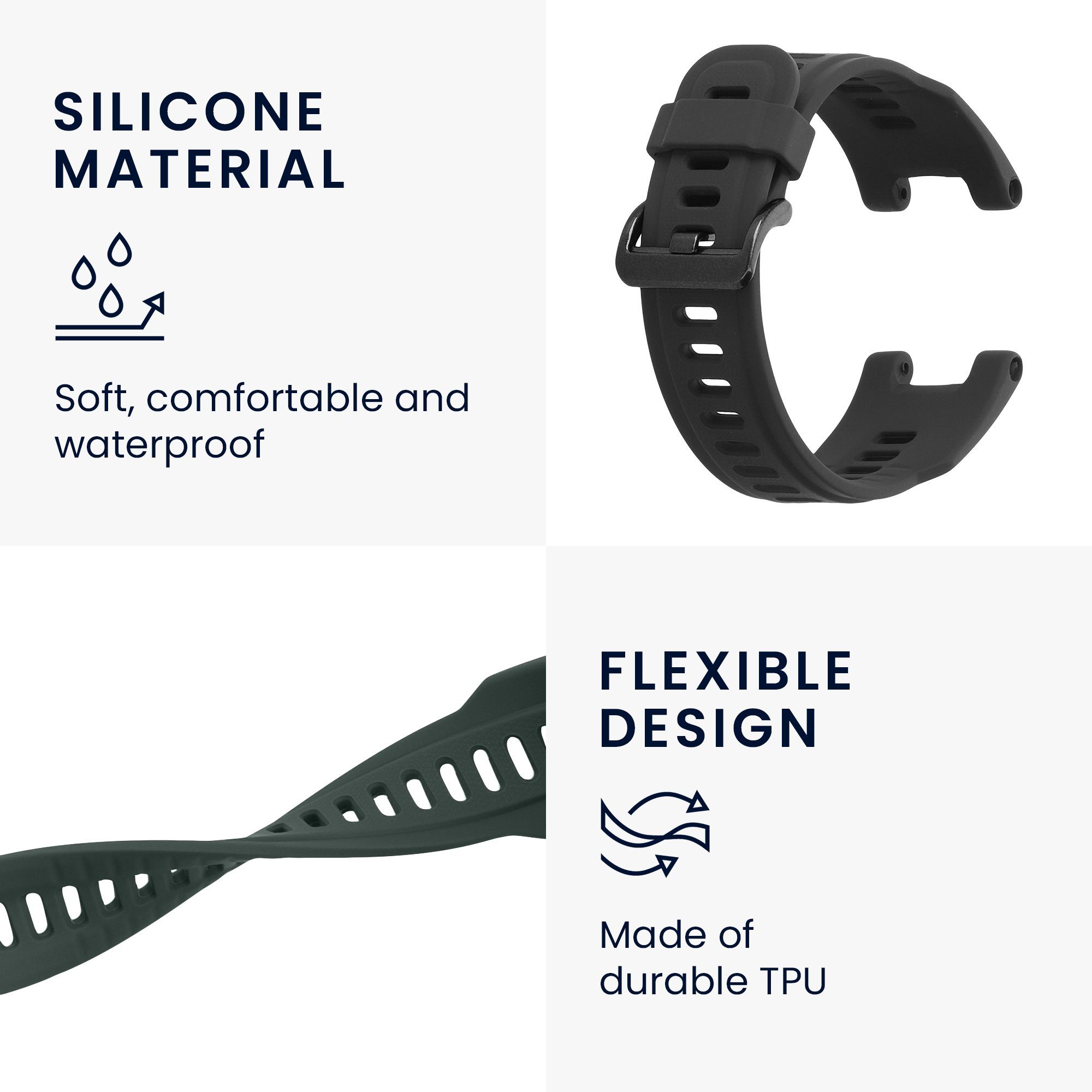 kwmobile 2x Uhrenarmband für Huami Amazfit T-Rex / T-Rex Pro Armband Smartwatch, 2-tlg., Fitnesstracker Band Set aus TPU Silikon - Ersatzarmband Smartwatch