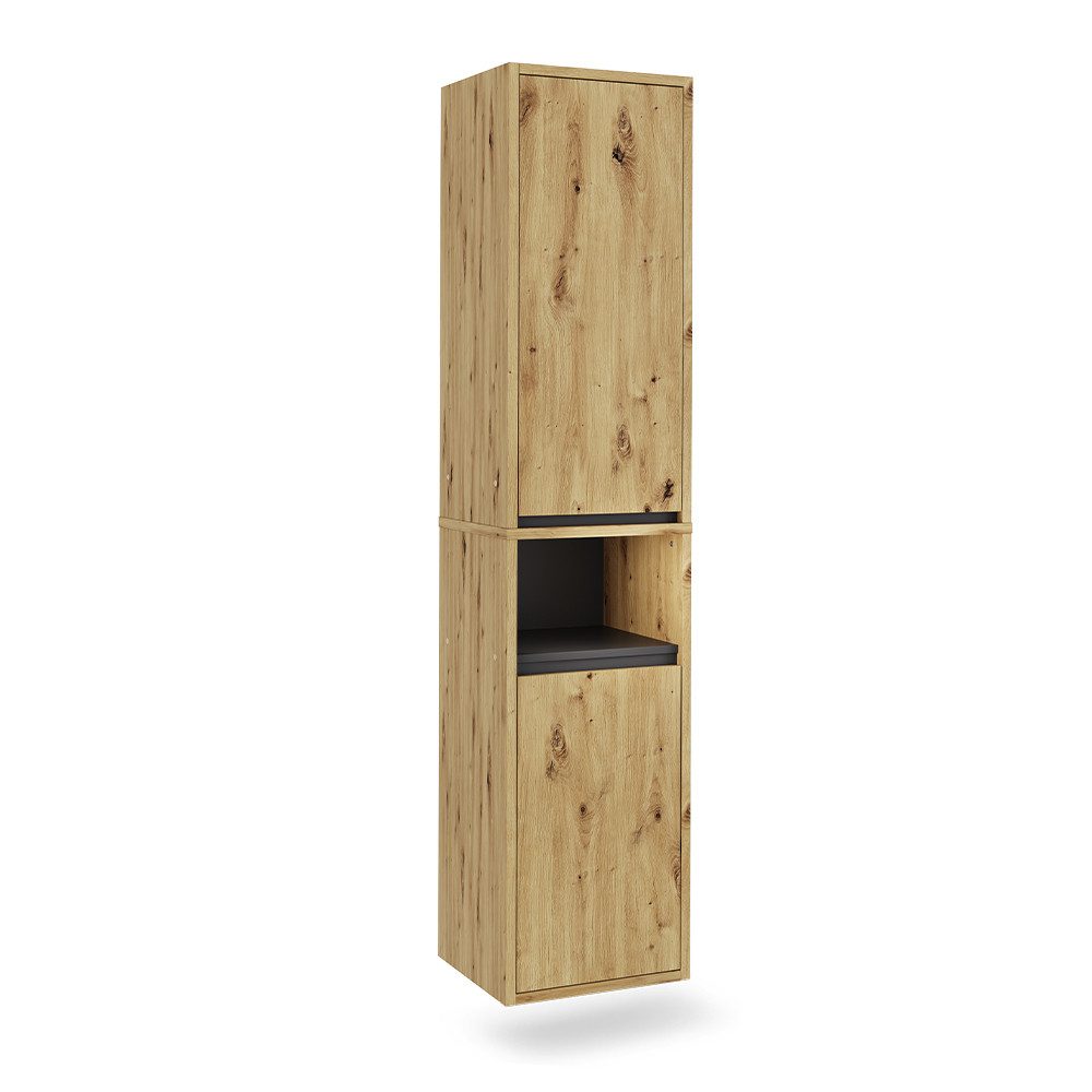 Vicco Hochschrank Viola, Artisan/Grau, 38 x 170 cm mit 2 Türen günstig online kaufen