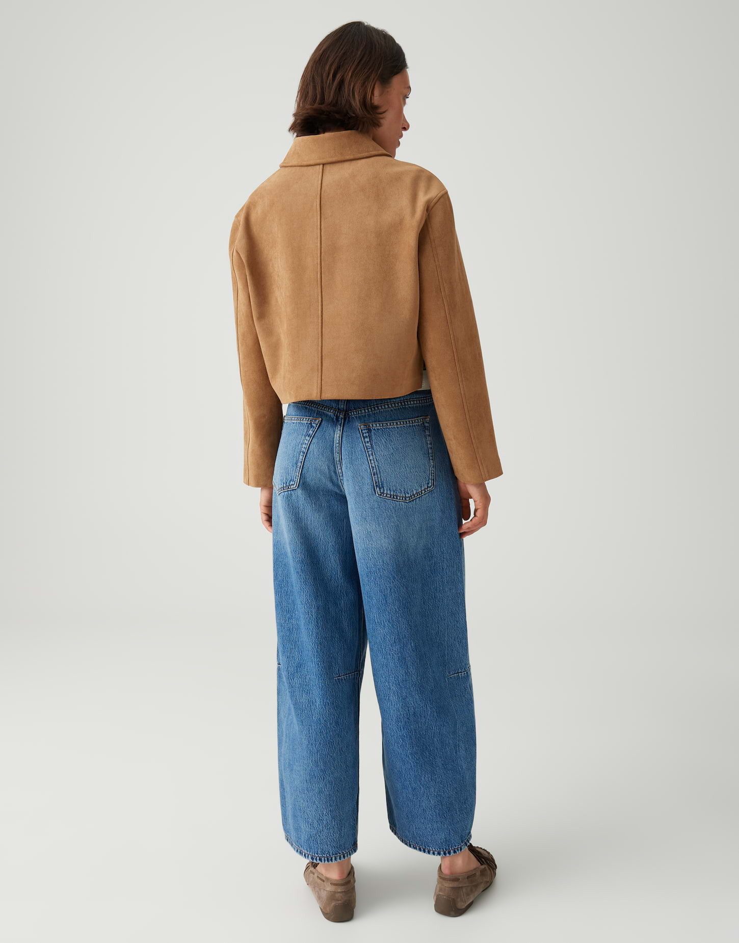 OPUS Lederjacke Boxy Kurzjacke in Velour Optik