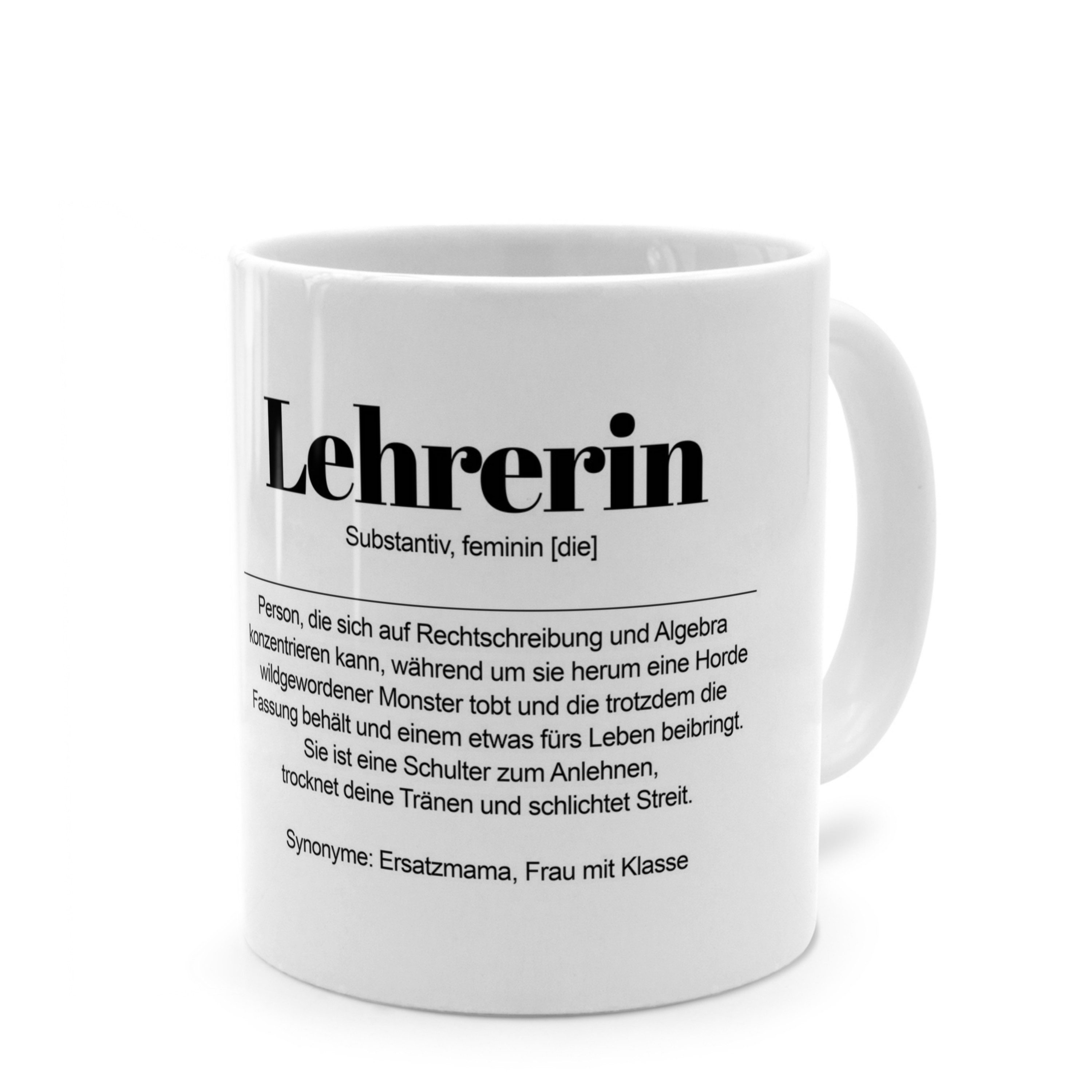 PhotoFancy Tasse mit Definition 'Lehrerin' - Tasse mit Spruch, Tasse Standard - Weiß