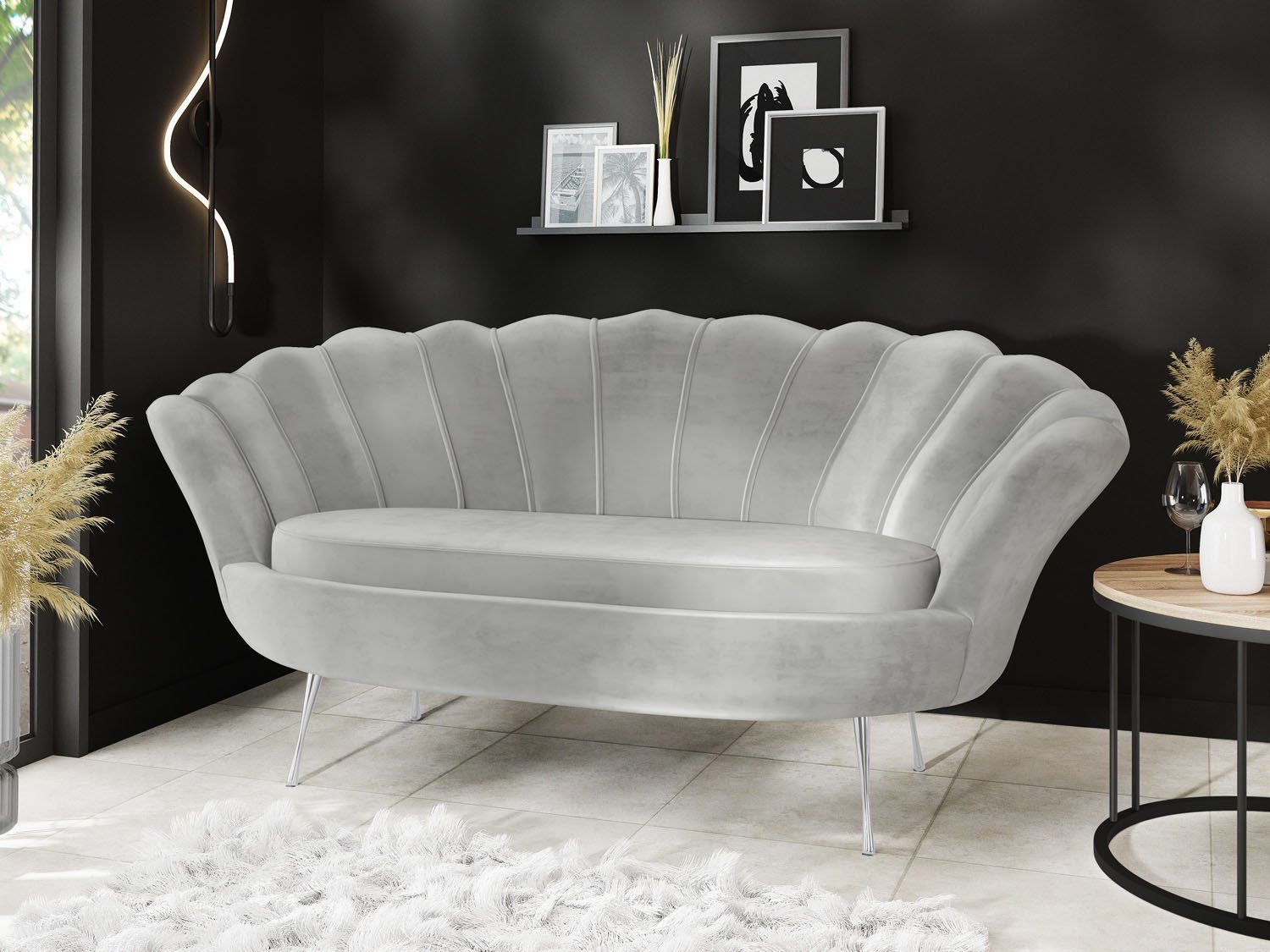 WFL GROUP Sofa Muschel, Samt 2-Sitzer günstig online kaufen