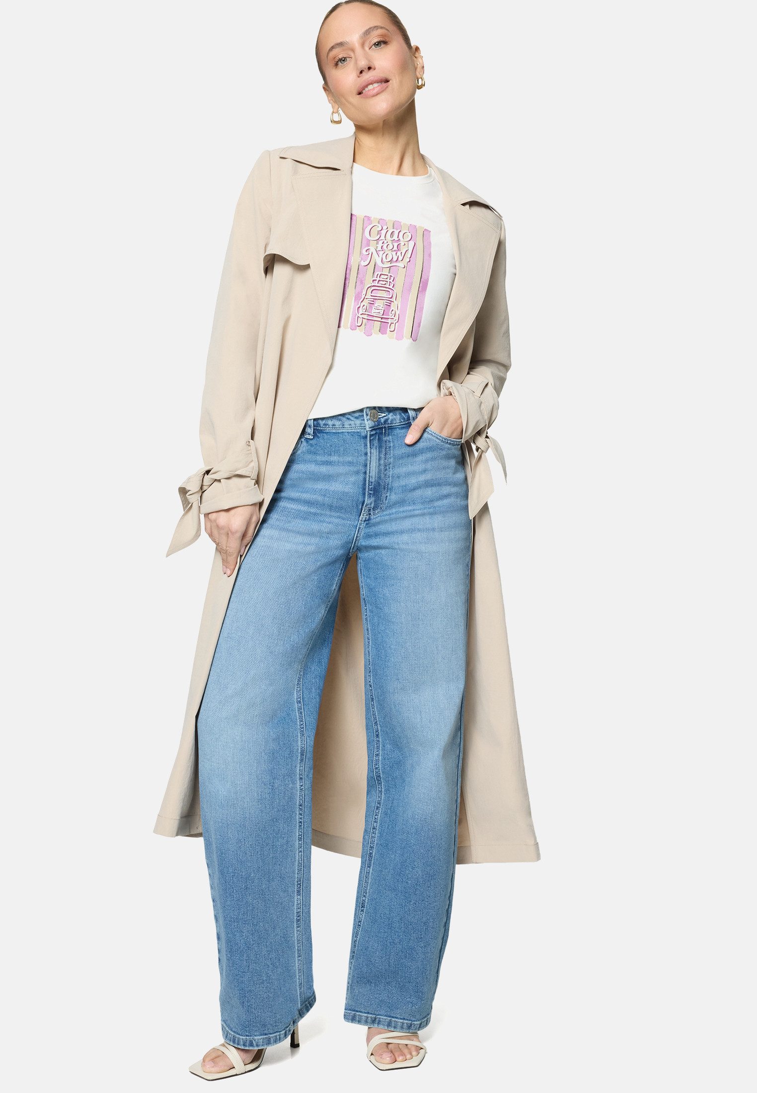 Zero Kurzarmshirt Damen mit Aufdruck (1-tlg) Glitzer