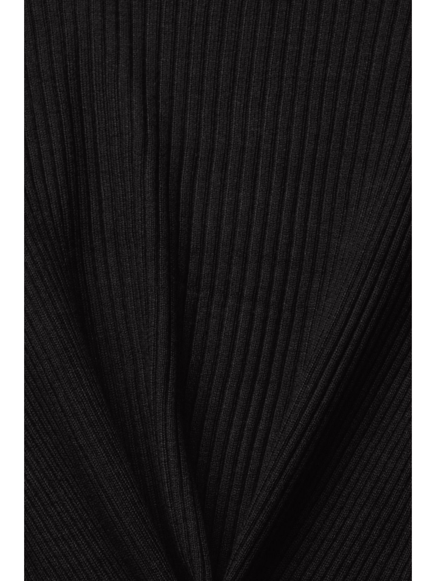Esprit Strickjacke Gerippter Cardigan mit BLACK (1-tlg) Zipfelsaum