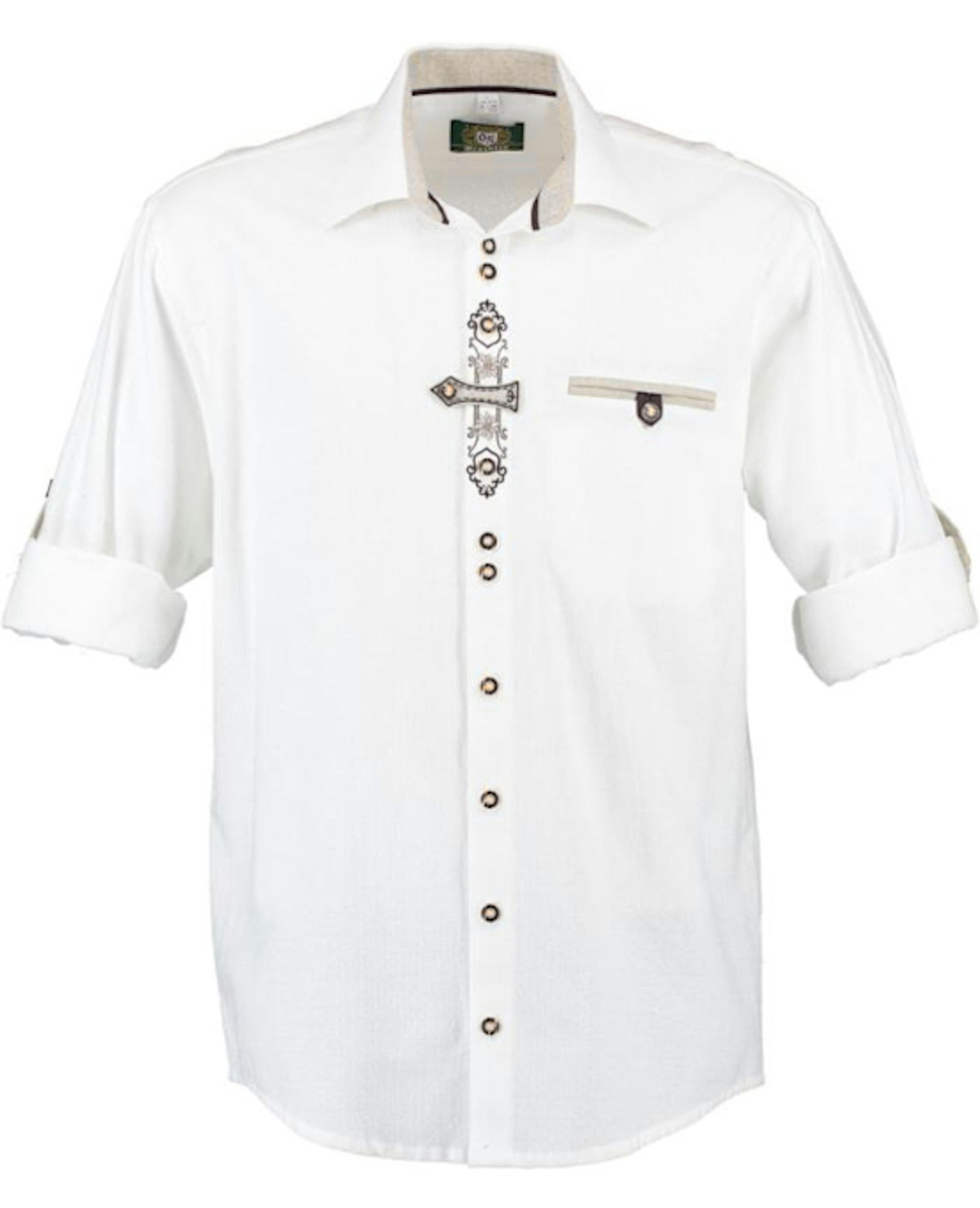 OS Trachten Trachtenhemd TH-0250 Stickerei Krempelarm Kentkragen, Regular F günstig online kaufen