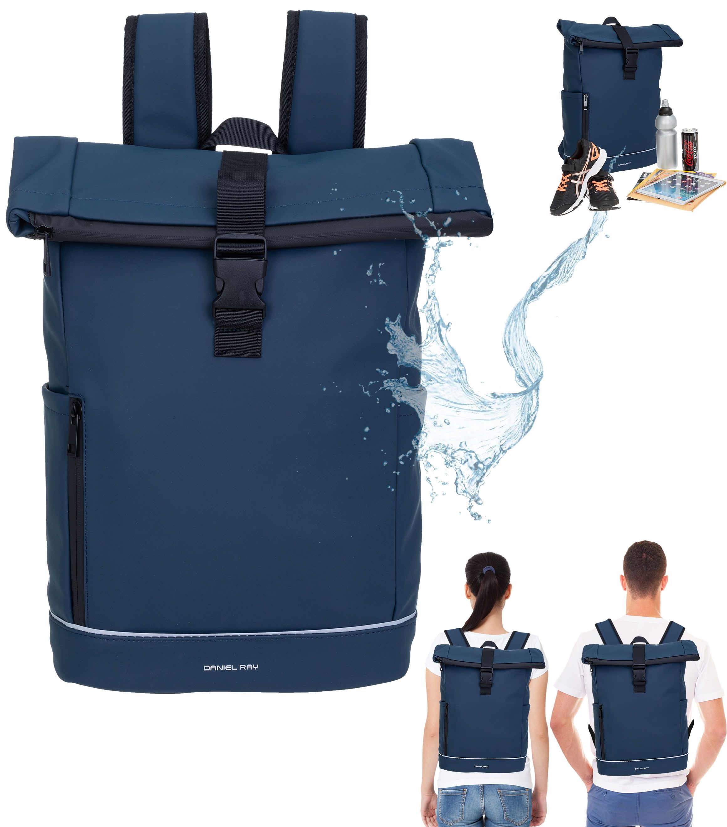 Daniel Ray Freizeitrucksack Kurierrucksack wasserabweisend Outdoor Damen Herren, Highlands Laptoprucksack Tasche wasserabweisend + Etui