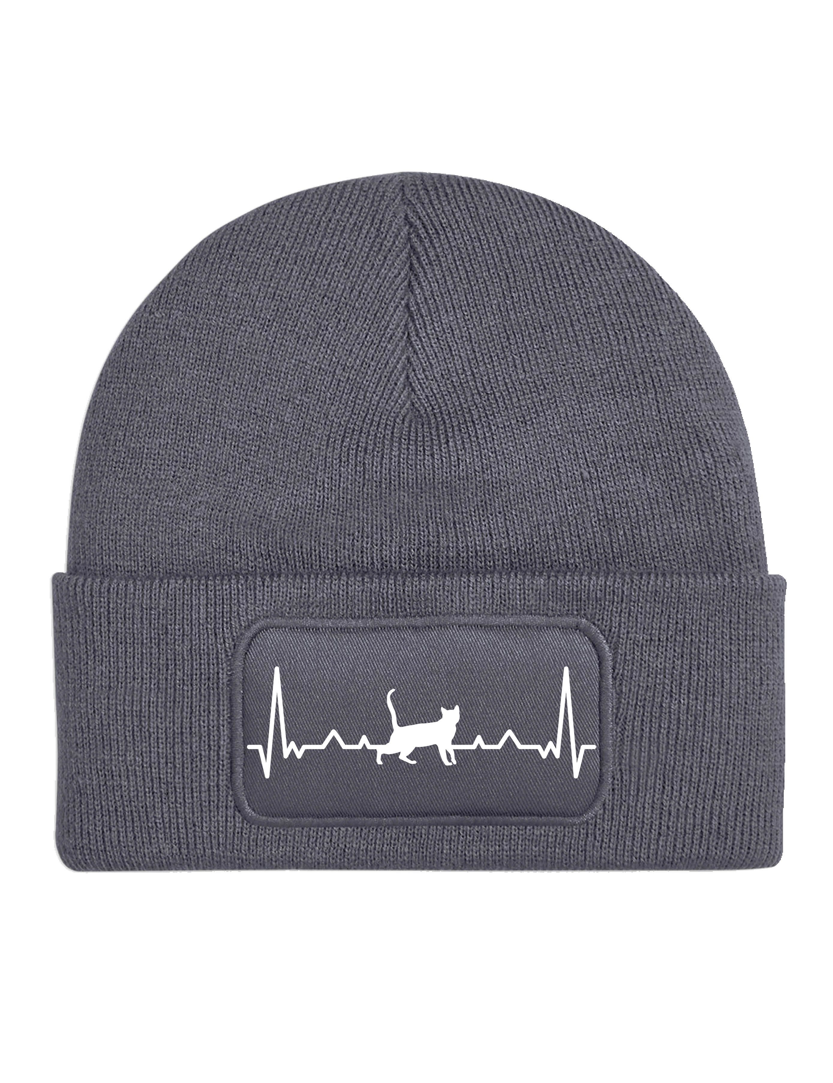 Beanie Heartbeat Katze Unisex Beanie Mütze