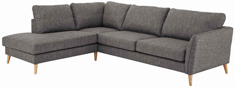 Home affaire Ecksofa MARSEILLE 278/202 cm, Ottomane rechts/links wählbar, mit Massivholzbeinen aus Eiche, verschiedene Bezüge und Farbvarianten