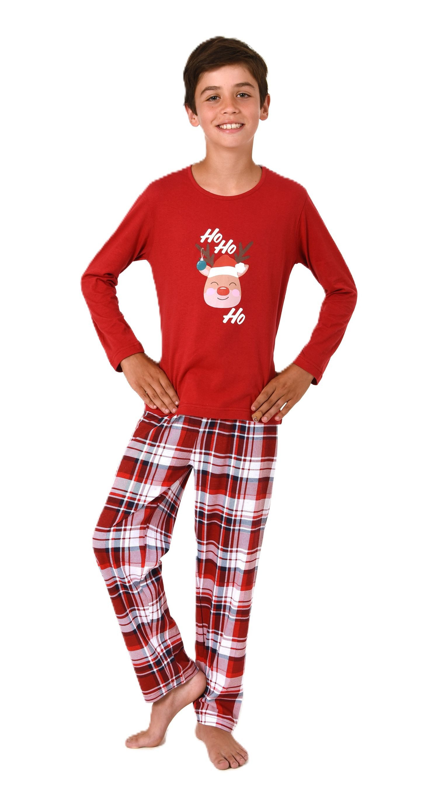 Normann Pyjama Kinder Weihnachts Schlafanzug UNISEX Pyjama mit Renntier Motiv