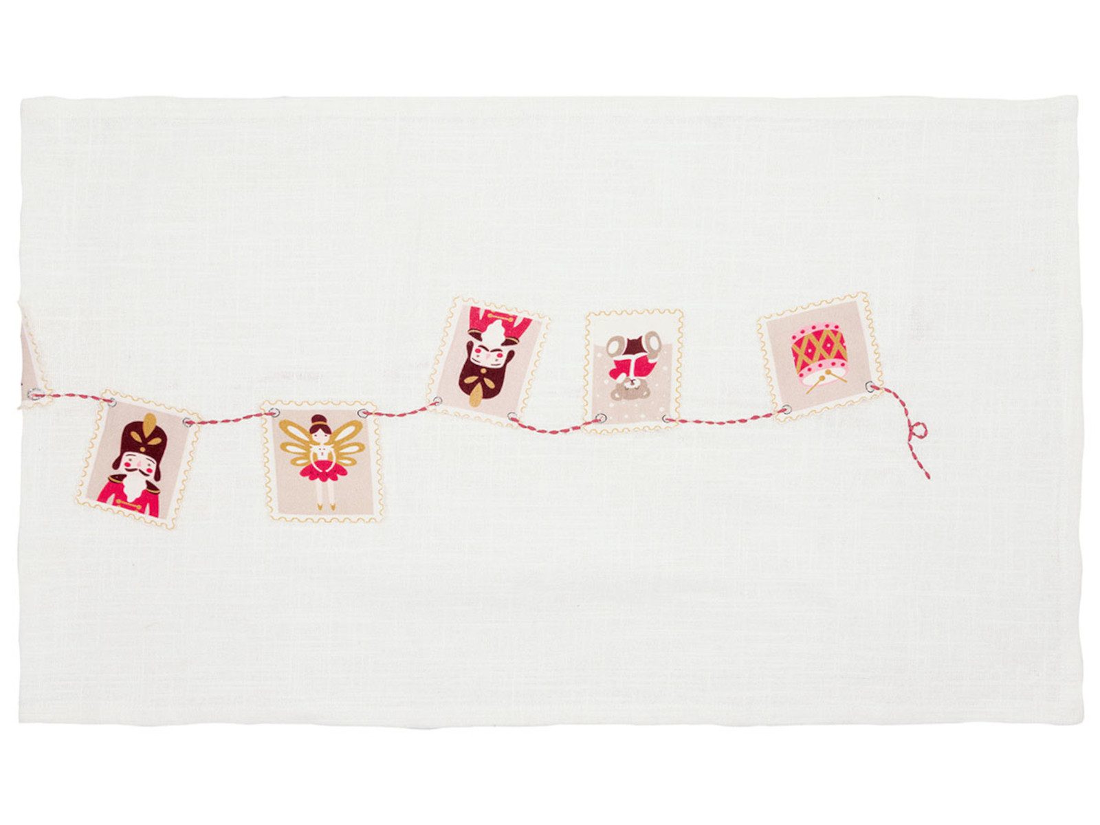Greengate Tischläufer Xmas letter Tischläufer mit Stickerei white 140x40cm
