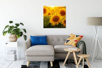 Pixxprint Leinwandbild Sonnenblumen auf dem Feld, Sonnenblumen auf dem Feld (1 St), Leinwandbild fertig bespannt, inkl. Zackenaufhänger