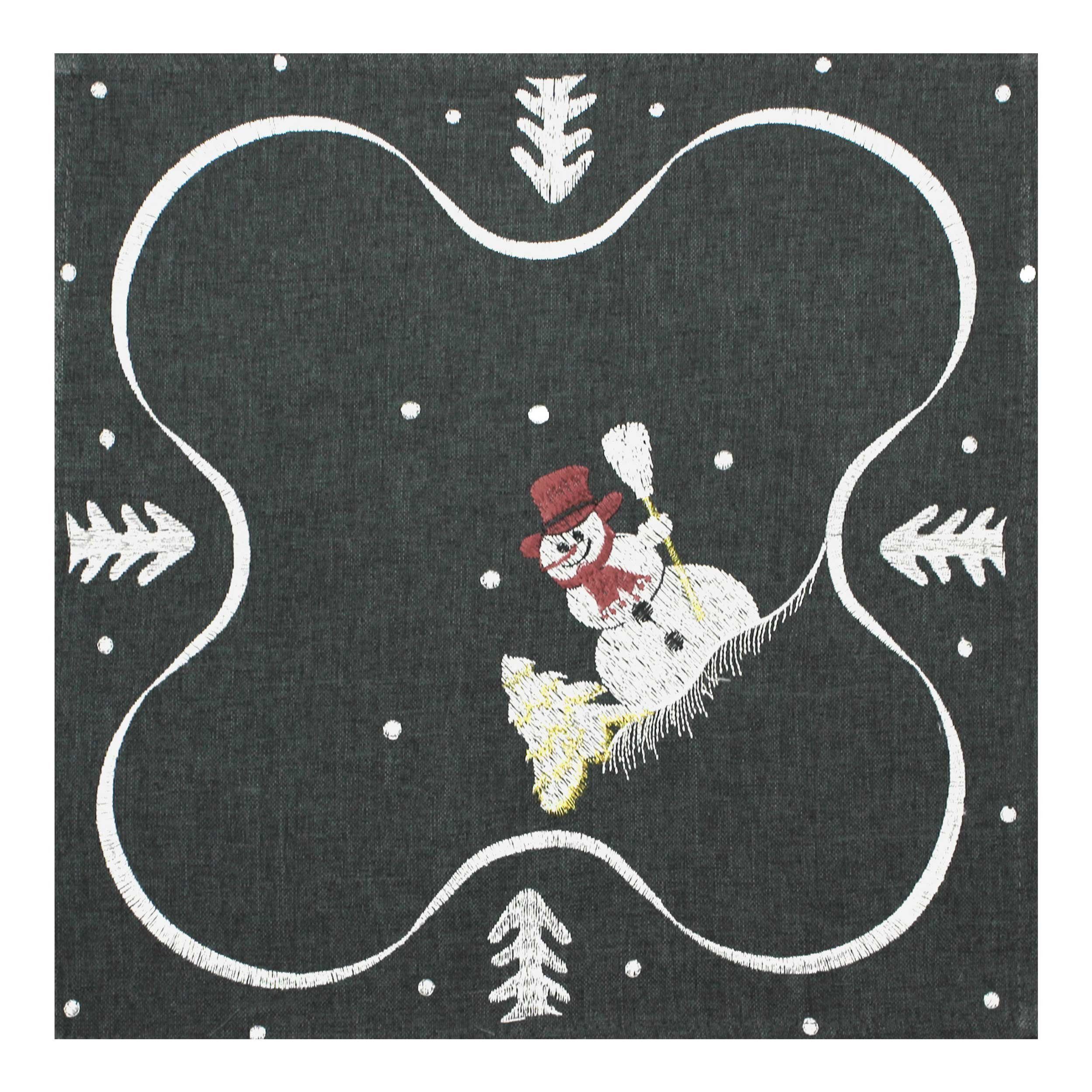Haus und Deko Tischdecke Tischset Weihnachten 35 x 35 cm Leinenoptik Platzset bestickt Tisch (1-tlg)