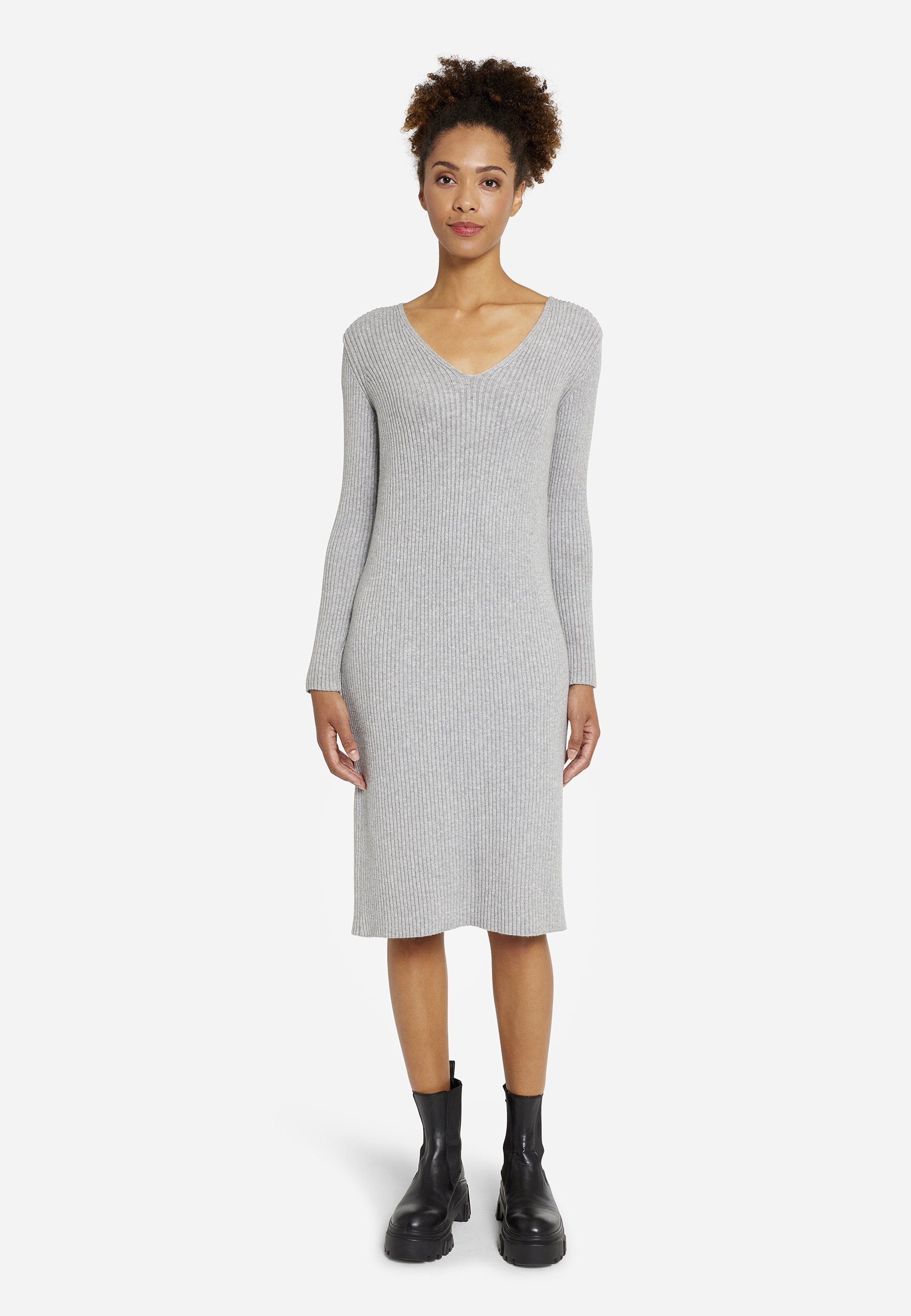 Elisa&me Strickkleid V-neck Knit Dress S3 Light Grey