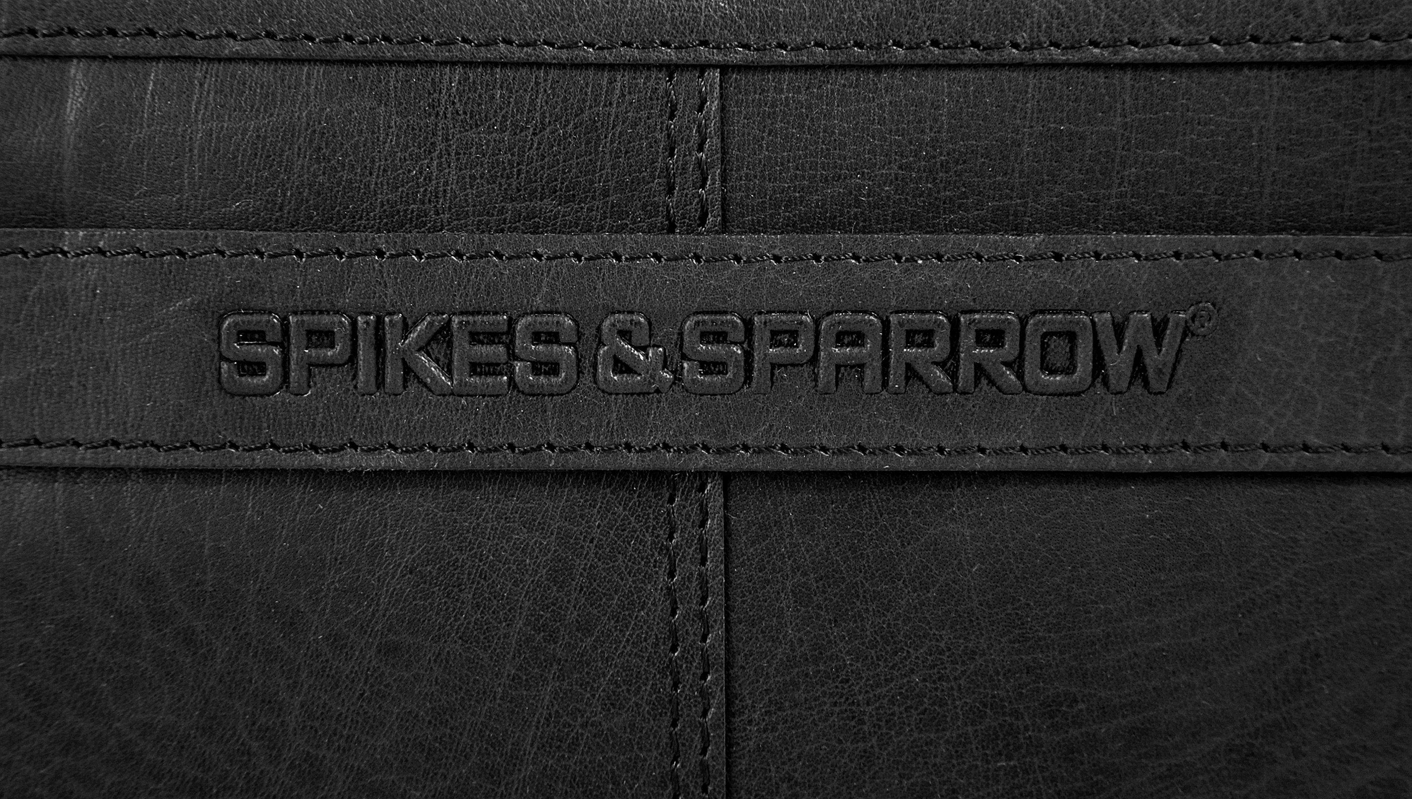 Sparrow Spikes schwarz & Leder Aktentasche, echt