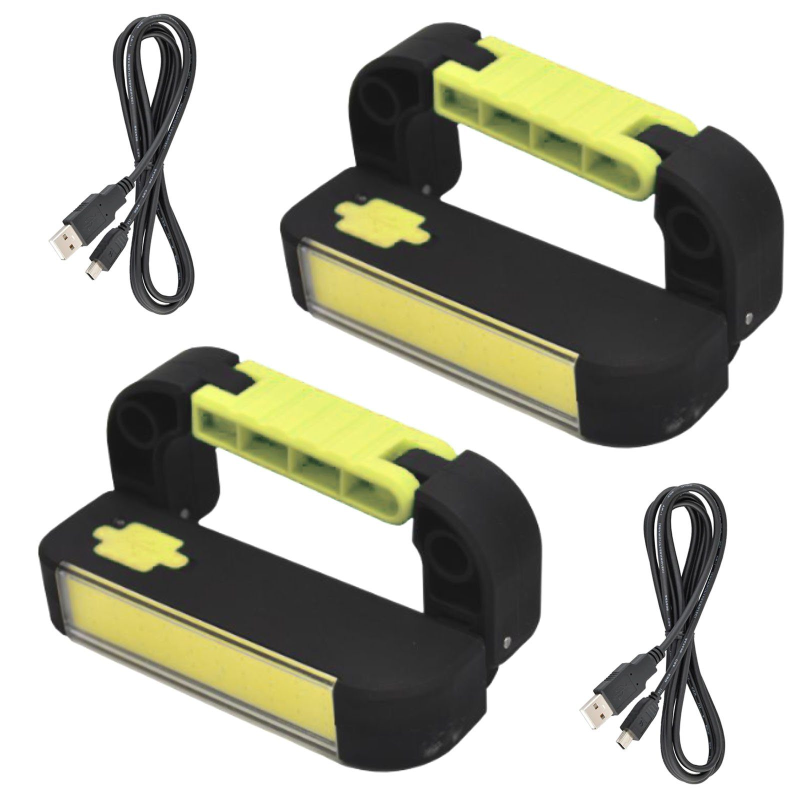 HAC24 LED Taschenlampe Arbeitsleuchte Akku Werkstattlampe Handlampe Camping Lampe (2-St), 200 Lumen, Magnetisch, mit klappbaren Bügel