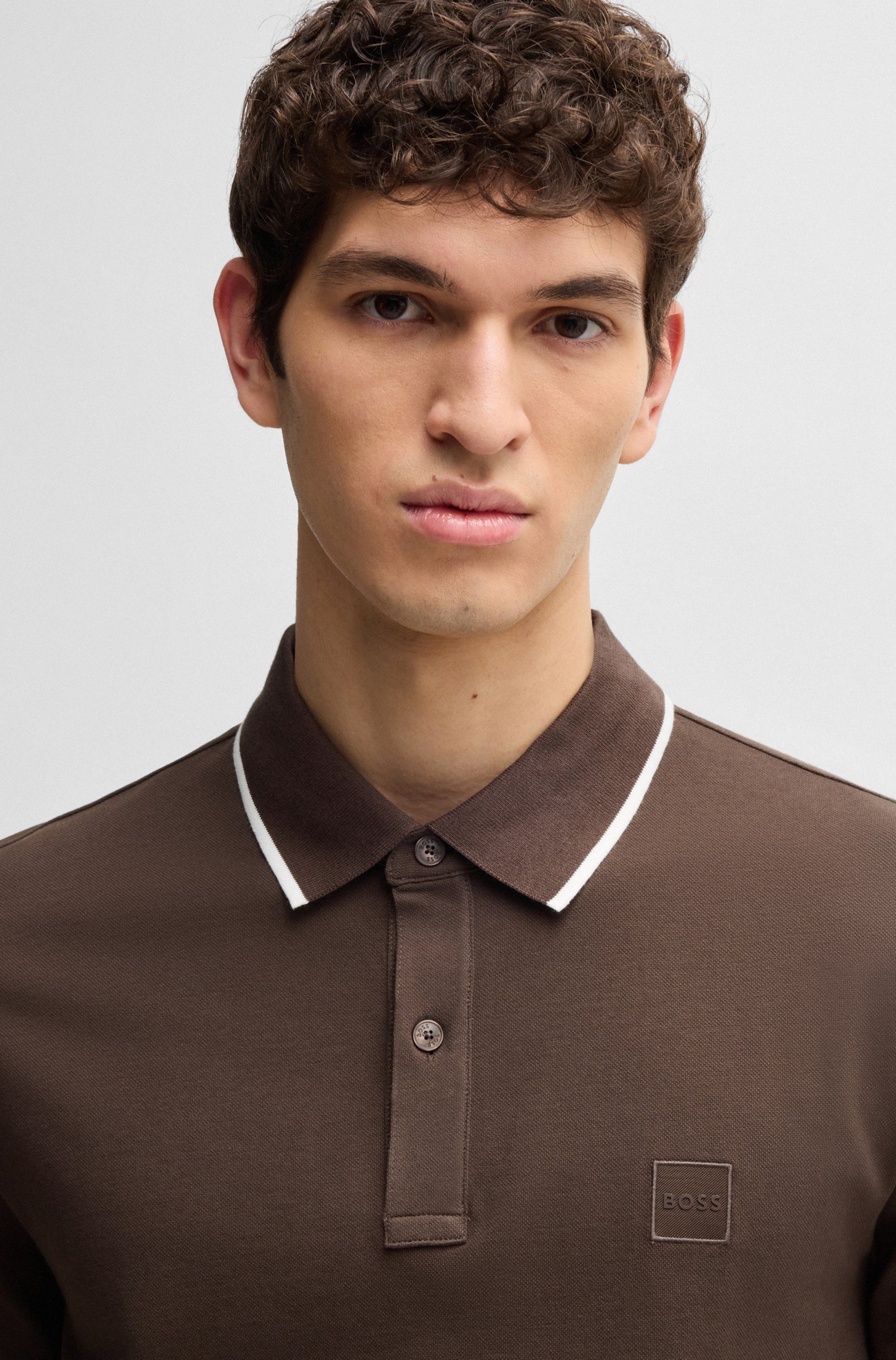 BOSS ORANGE Poloshirt Passertip mit BOSS Logo-Badge