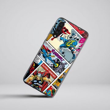 DeinDesign Handyhülle Marvel Retro Comic Blue, Samsung Galaxy A50 Silikon Hülle Bumper Case Handy Schutzhülle