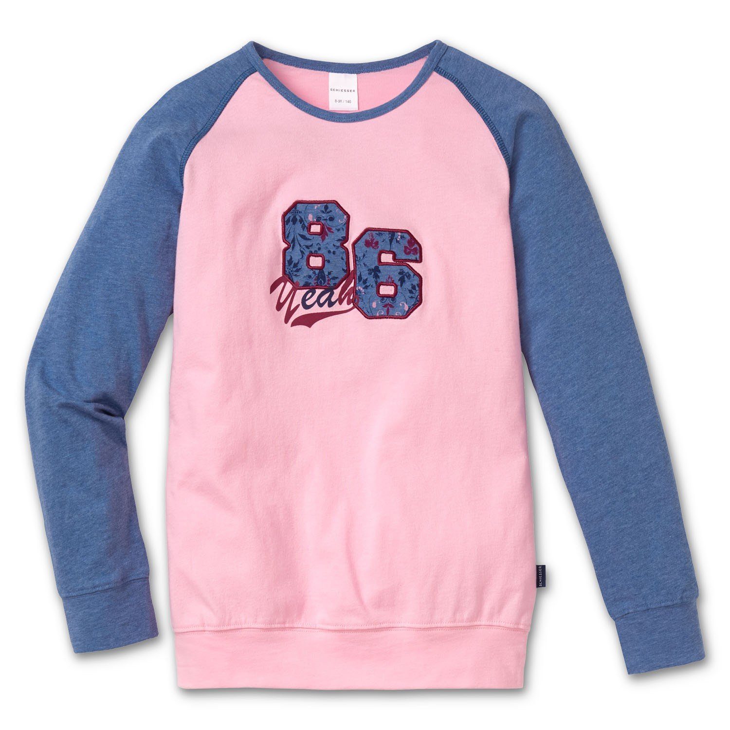 Set) Relax Mädchen Pyjamaoberteil Shirt & Mix Baseball-Look Schiesser Pyjamaoberteil Langarm (Packung, Baumwolle rosa