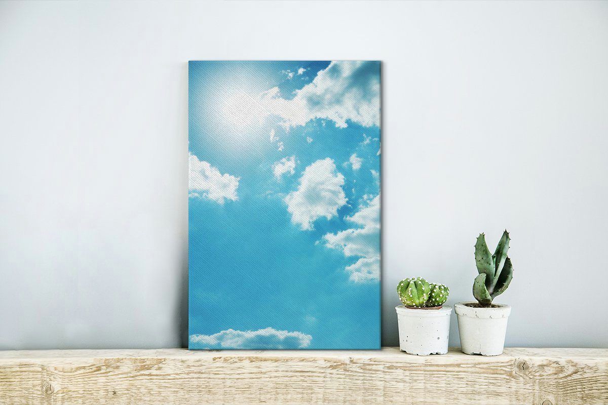 OneMillionCanvasses® Leinwandbild bespannt Sonne fertig cm St), inkl. Zackenaufhänger, Himmel, am Gemälde, bewölkten Leinwandbild (1 20x30