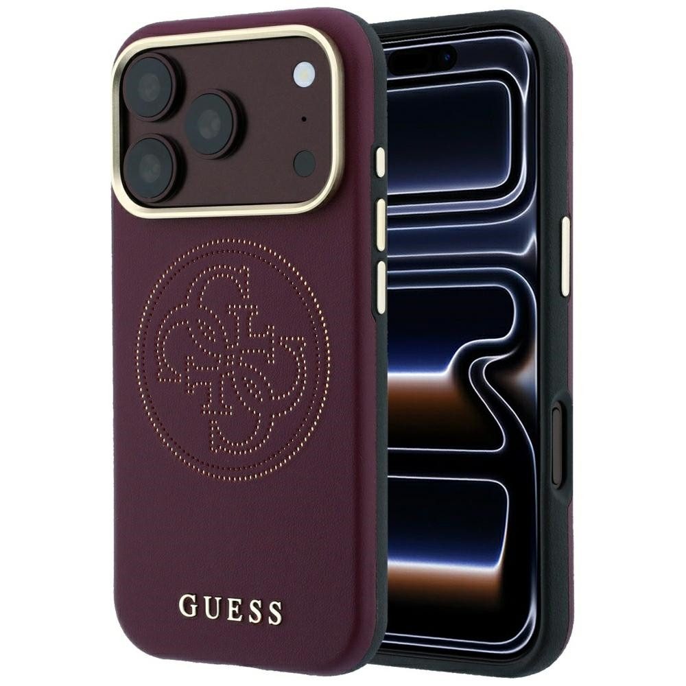 Guess Handyhülle Cover iPhone 17 Pro Max /18 Pro Max MagSafe Kunstleder burgundy Logo 6,9 Zoll, Kantenschutz