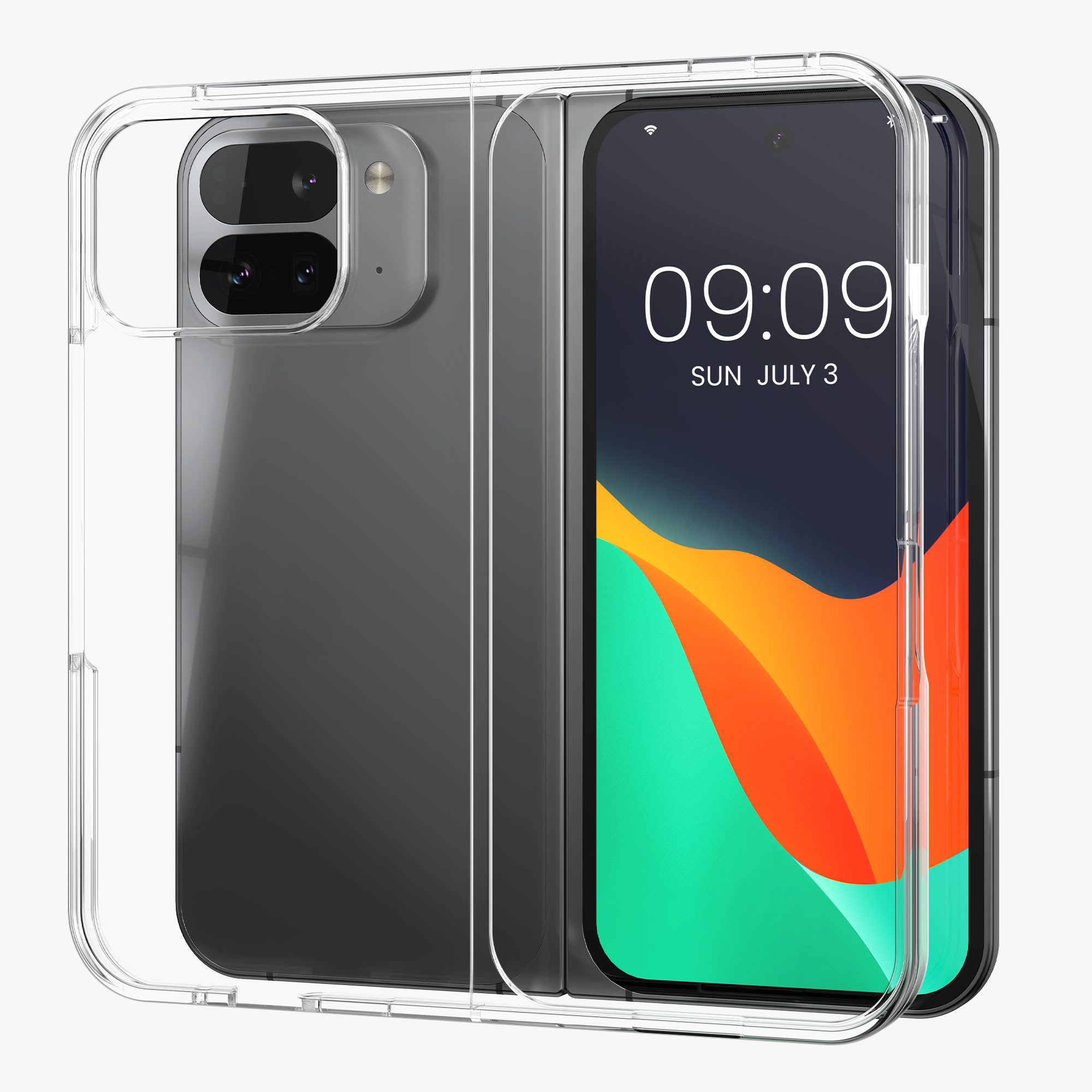 kwmobile Smartphone-Hülle Hülle für Google Pixel 10 Pro Fold Case transparent, Faltbare Handyhülle mit Rahmen - Robustes Cover