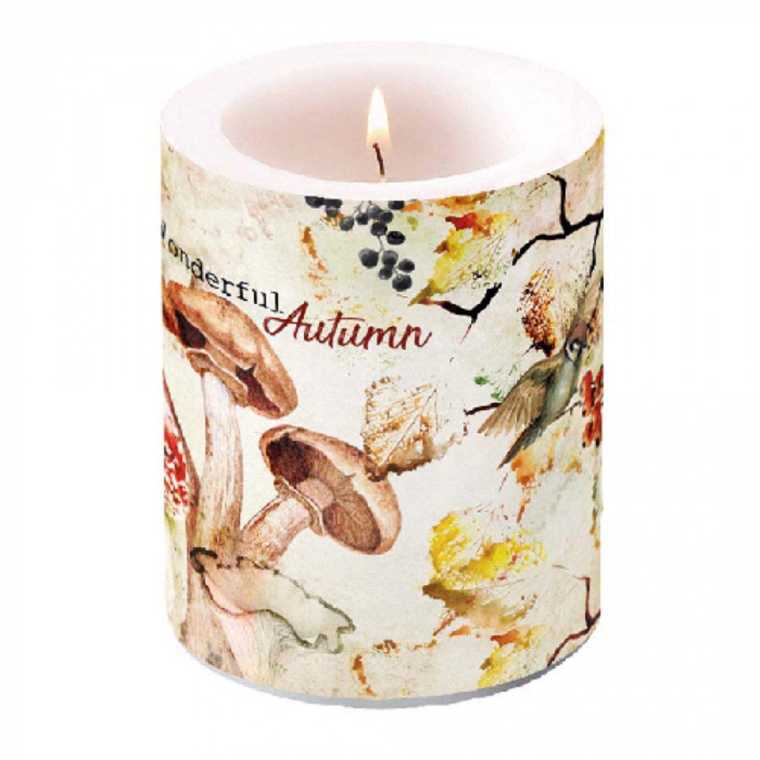 Ambiente Luxury Paper Products Stumpenkerze Kerze Candle medium Wonderful autumn Herbst 10x10 cm (1-tlg)