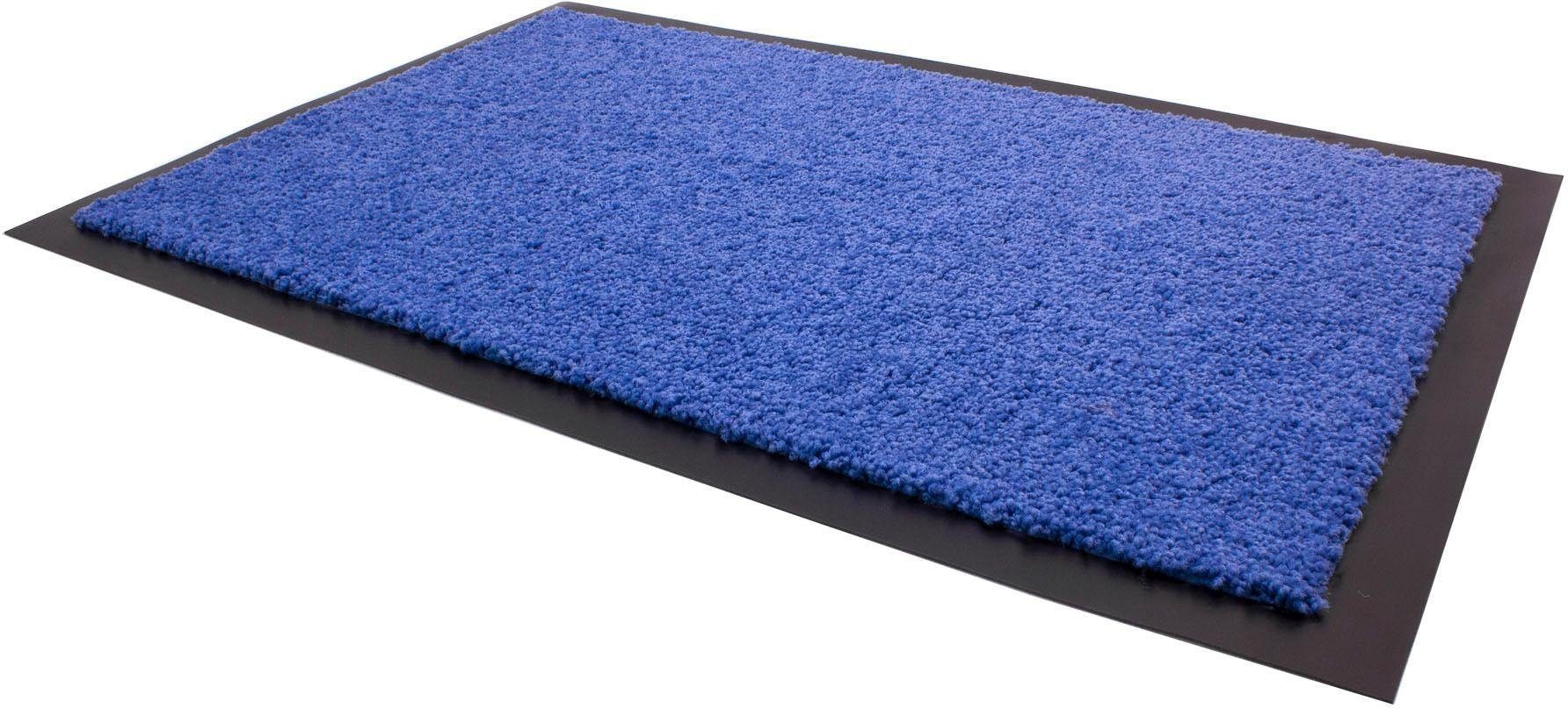 Fußmatte DANCER, Primaflor-Ideen in waschbar blau 6 Schmutzfangmatte, mm, Höhe: große Farbauswahl, Uni-Farben, rechteckig, Textil