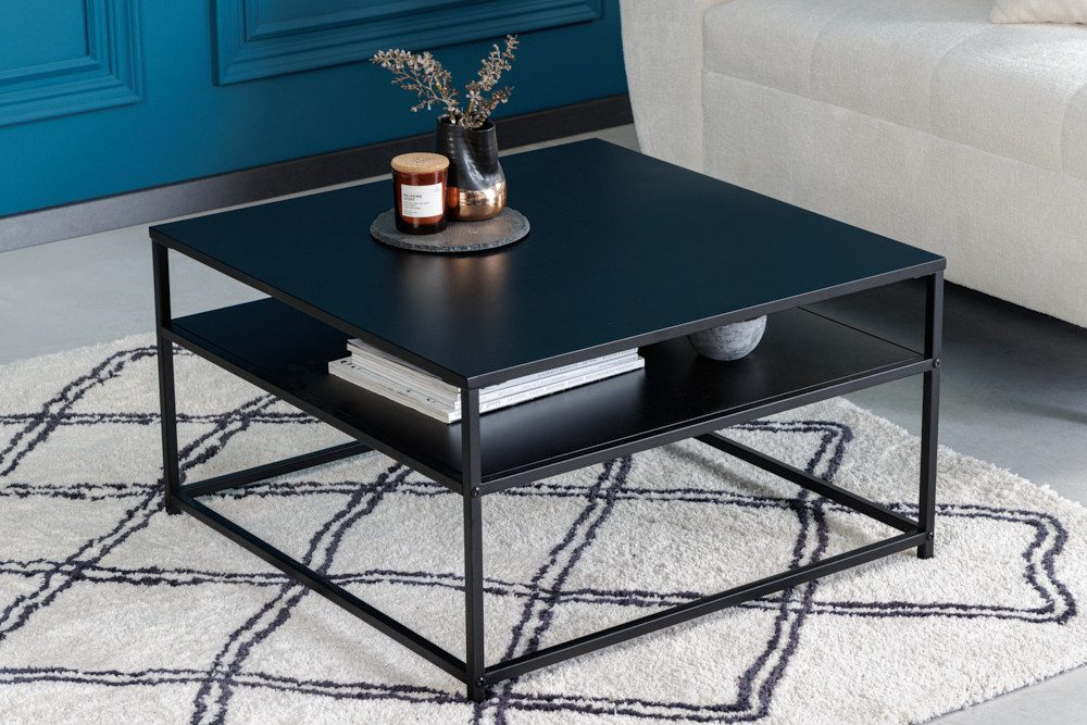 riess-ambiente Couchtisch DURA STEEL 70cm schwarz - Metall, 2 Ablagen, pulverbeschichtet (Einzelartikel, 1-St), Industrial Design mit viel Stauraum – ideal für Sofa & Loungebereich