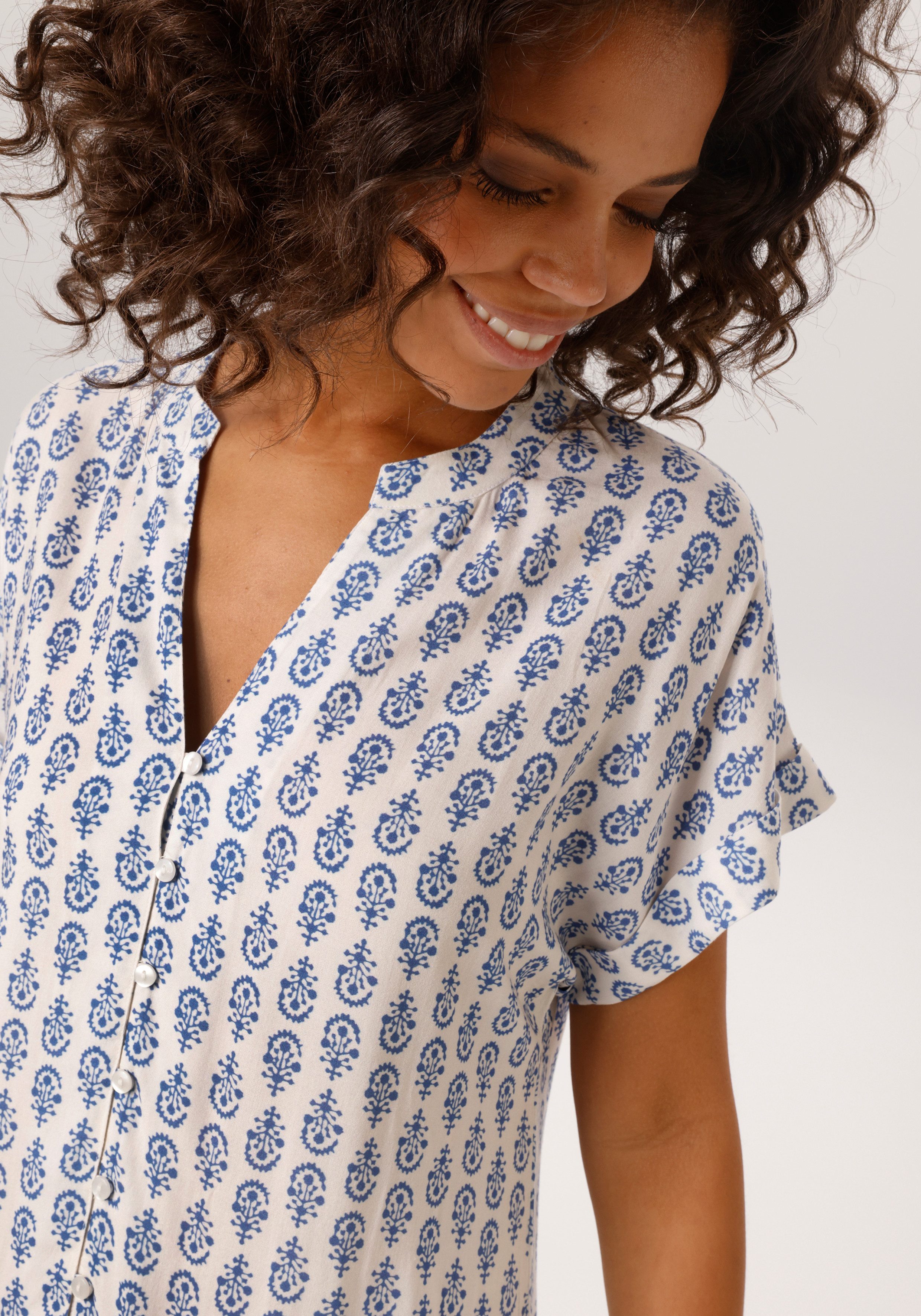 Aniston CASUAL Sommerkleid mit nostalgischen Porzellan-Druck - NEUE KOLLEKTION
