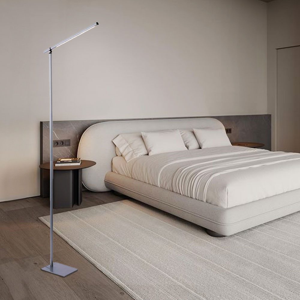 NOWA LED Stehlampe, LED-Leuchtmittel fest verbaut, Warmweiß, Stehlampe Stehleuchte Touchdimmer Beistelllampe silberLED H 145 cm