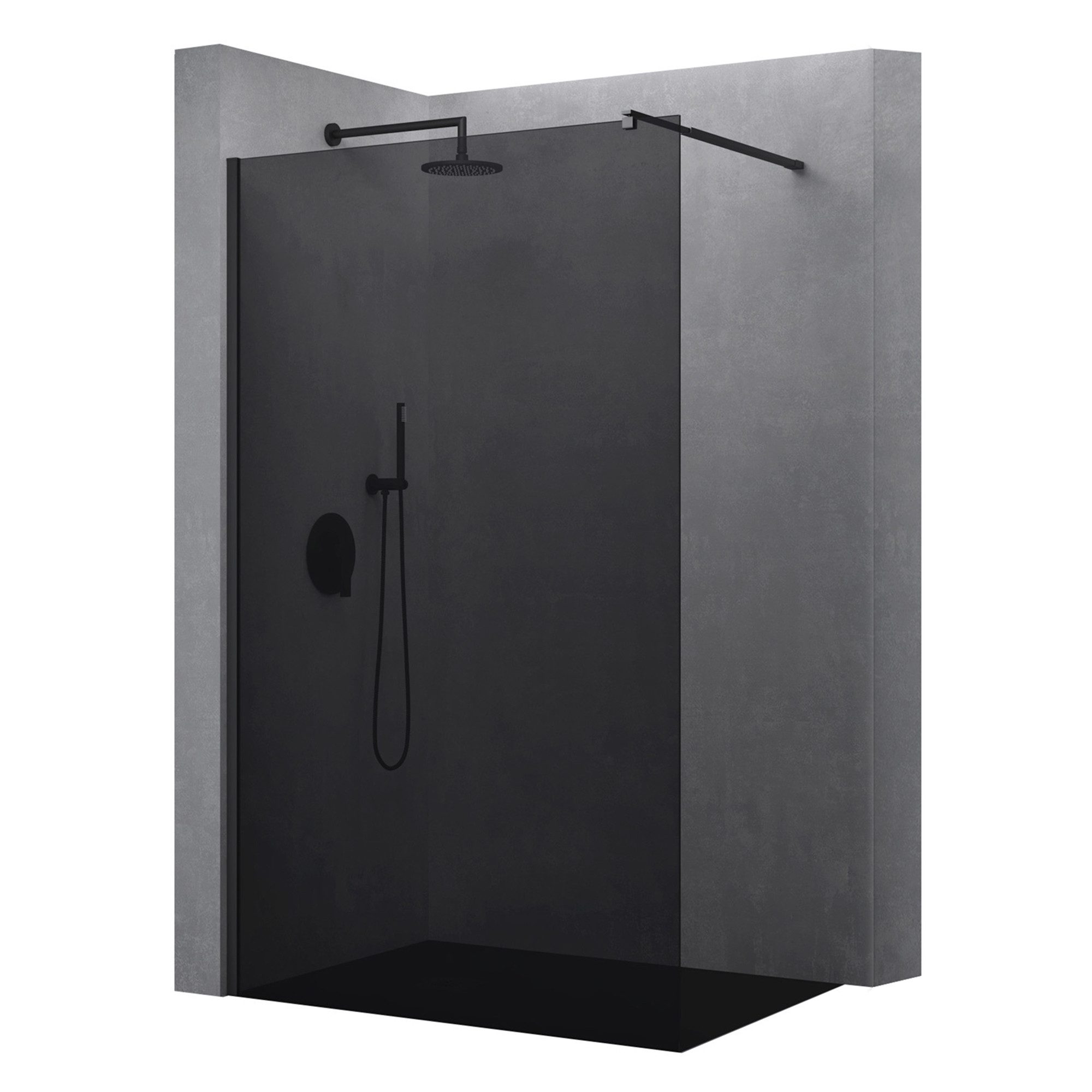Walk-in-Dusche Duschwand für Dusche Duschabtrennung schwarz Profil mit Nano Glas