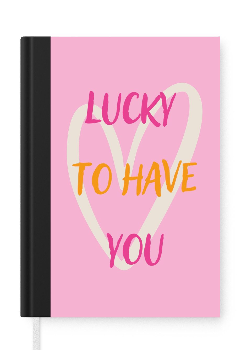 MuchoWow Notizbuch Glücklich - Liebe - Valentinstag - Rosa, Notebook, Notizblock a5, Tagebuch, Journal Liniert