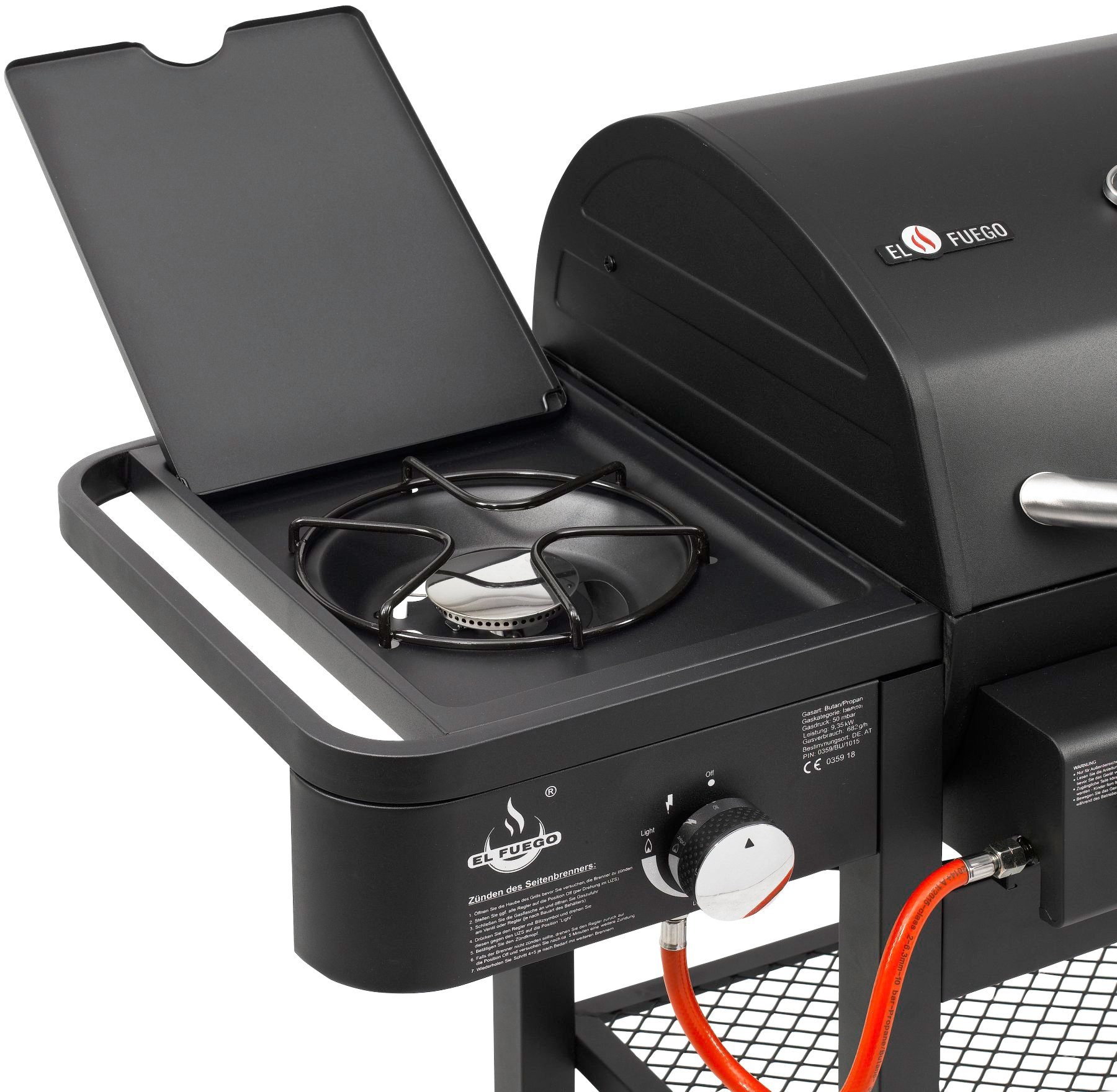 El Fuego Gasgrill Sierra, Gas- und Holzkohlekombination, BxTxH: 173,5x60x117,5 cm – Bild 4 von 5
