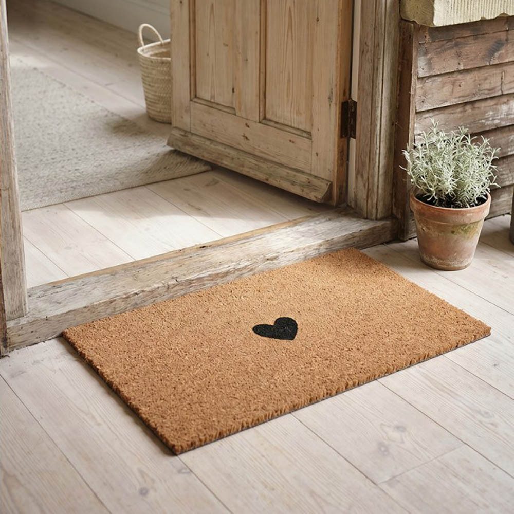 Clayre & Eef Fußmatte Fußmatte LOVELYN natur schwarz mit Herz Türmatte 75x45cm