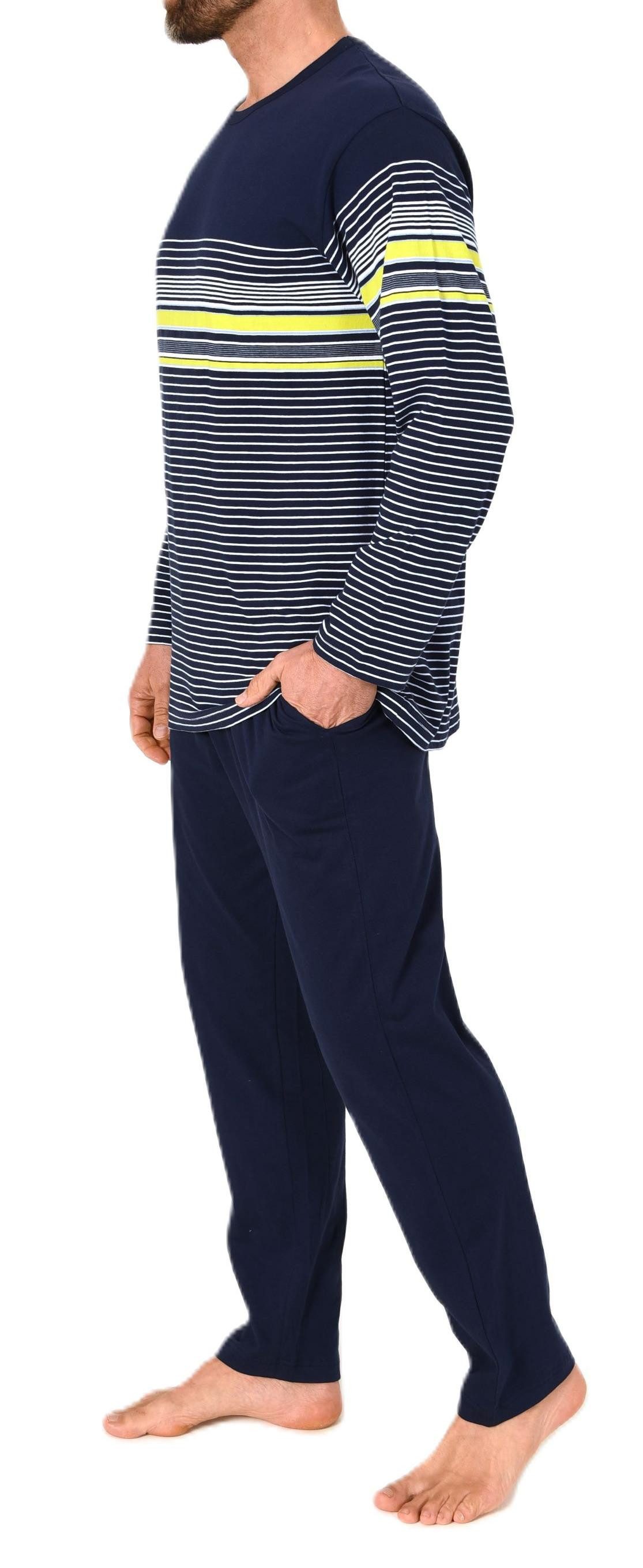 Normann Pyjama Normann Herren Schlafanzug Pyjama lang in eleganter Streifenoptik
