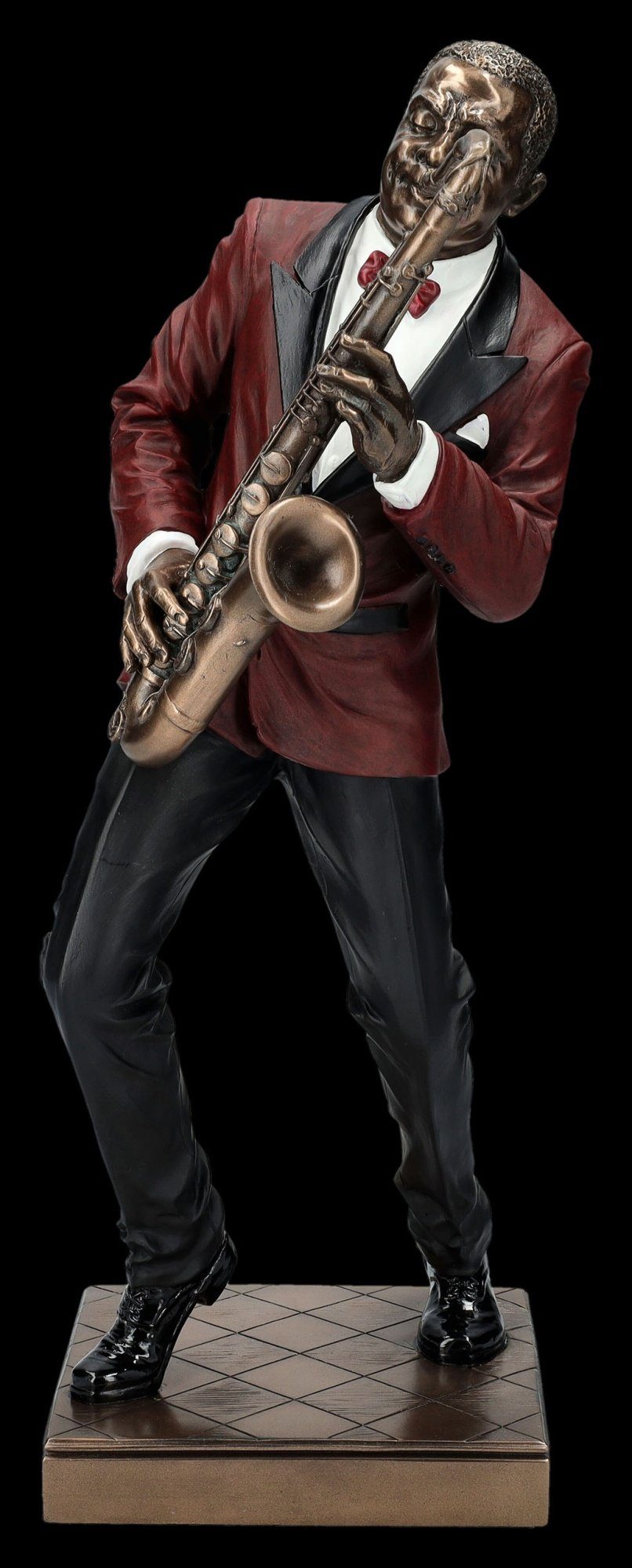 Figuren Shop GmbH Dekofigur The Jazz Band Figur - Saxophonist rot - Musiker Dekofigur Dekoration