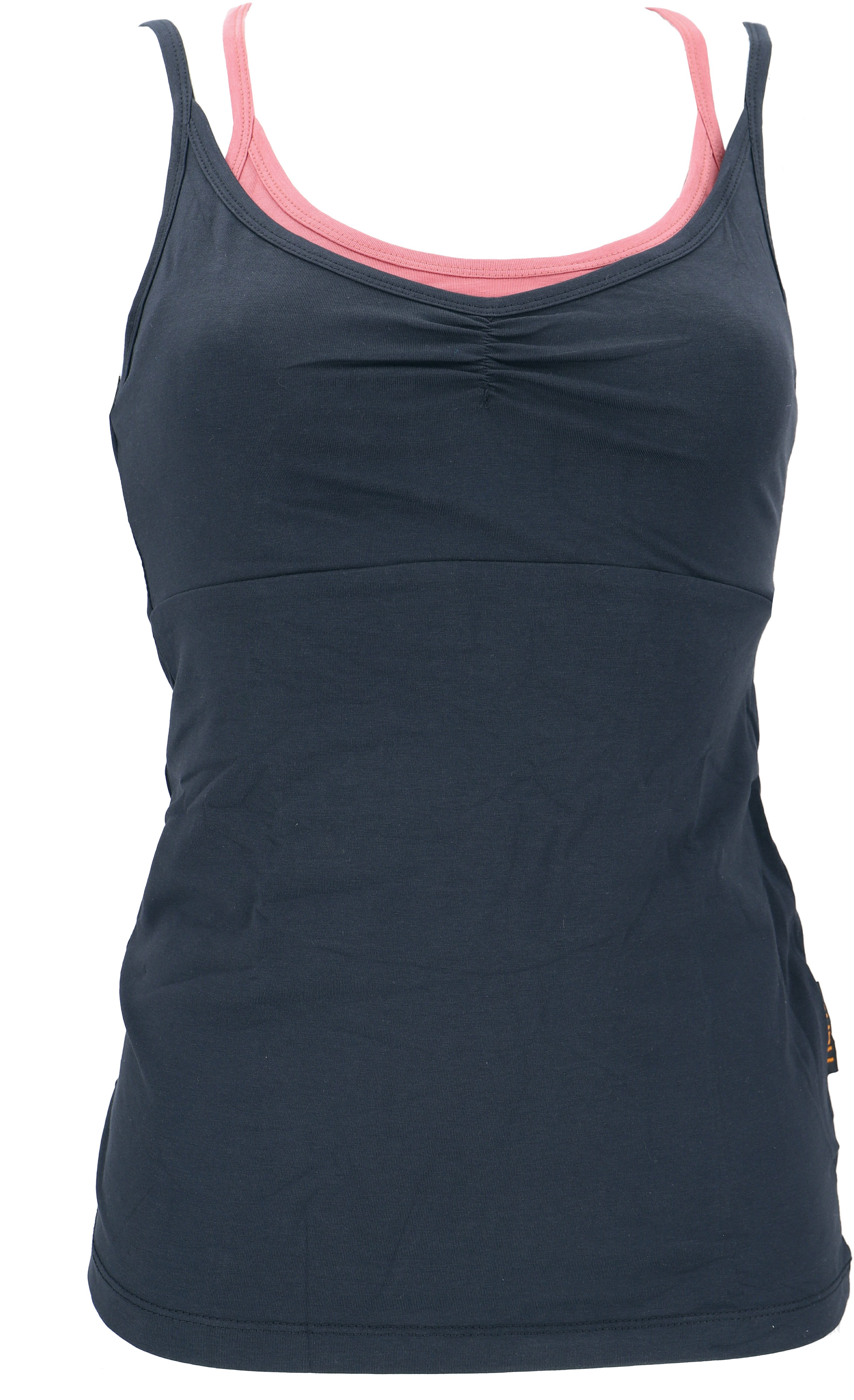 Guru-Shop T-Shirt Yoga-Top mit Bra aus Bio-Baumwolle OM - schwarz alternati günstig online kaufen