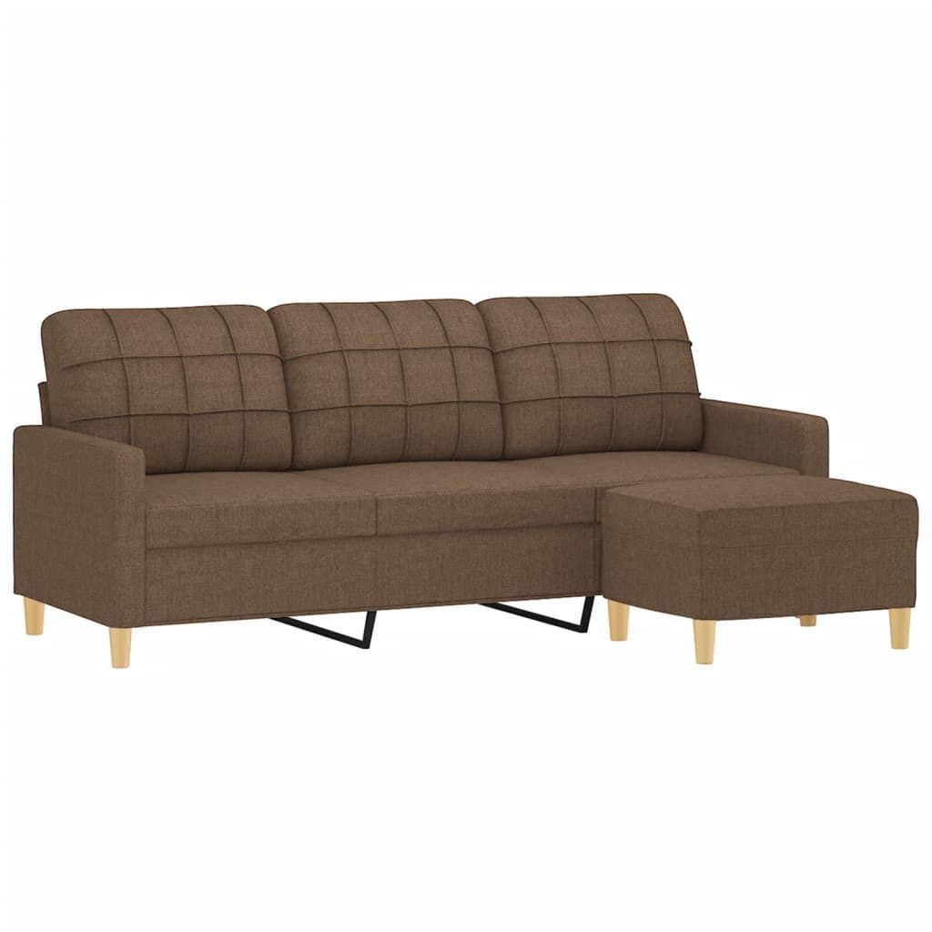 vidaXL Sofa 3-Sitzer-Sofa mit Hocker Braun günstig online kaufen
