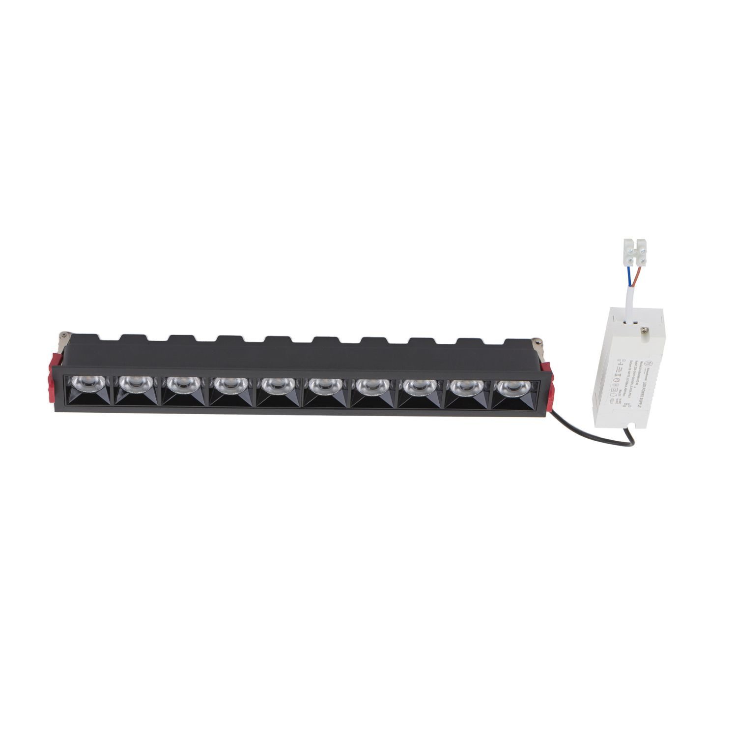 Licht-Erlebnisse Einbauleuchte FALNOR, LED fest integriert, Warmweiß, LED Aluminium Schwarz eckig 3000 K warmweißes Licht 3300 lm Modern