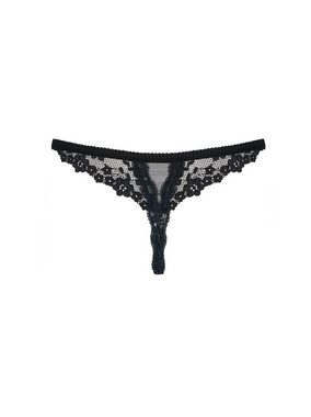 Obsessive Panty-Ouvert Ouvert-String Letica schwarz Thong mit Spitze Blumenmuster (einzel, 1-St)