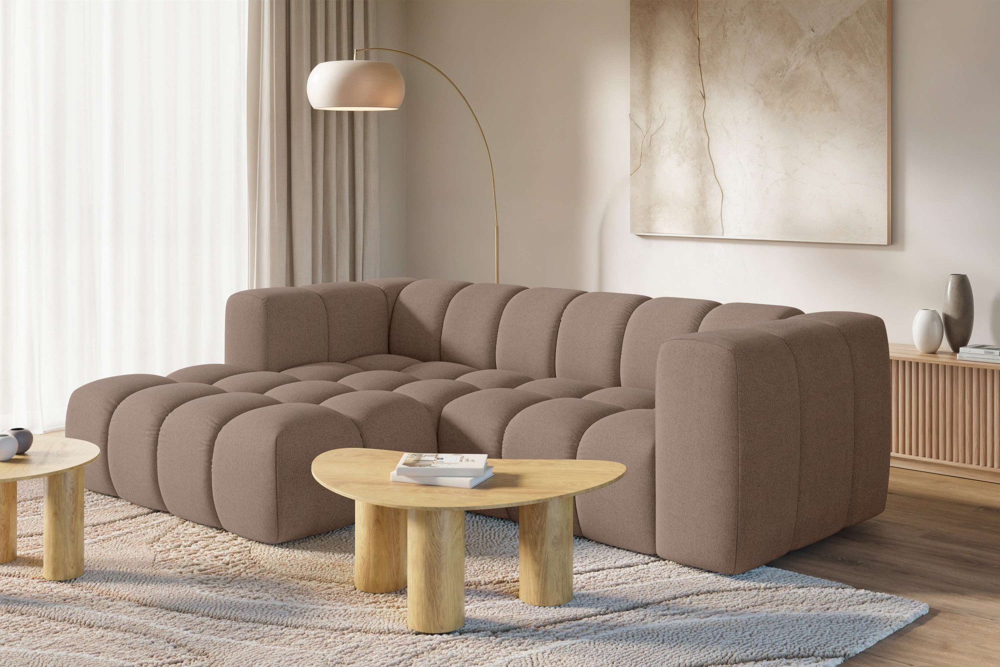 homsy by Ana Johnson Ecksofa »L« BOUBELLE L-Form, Design-Sofa, Bubble-Optik, Breite 247 cm, hoher Sitzkomfort dank Wellenunterfederung, L Sitztiefe 63 cm