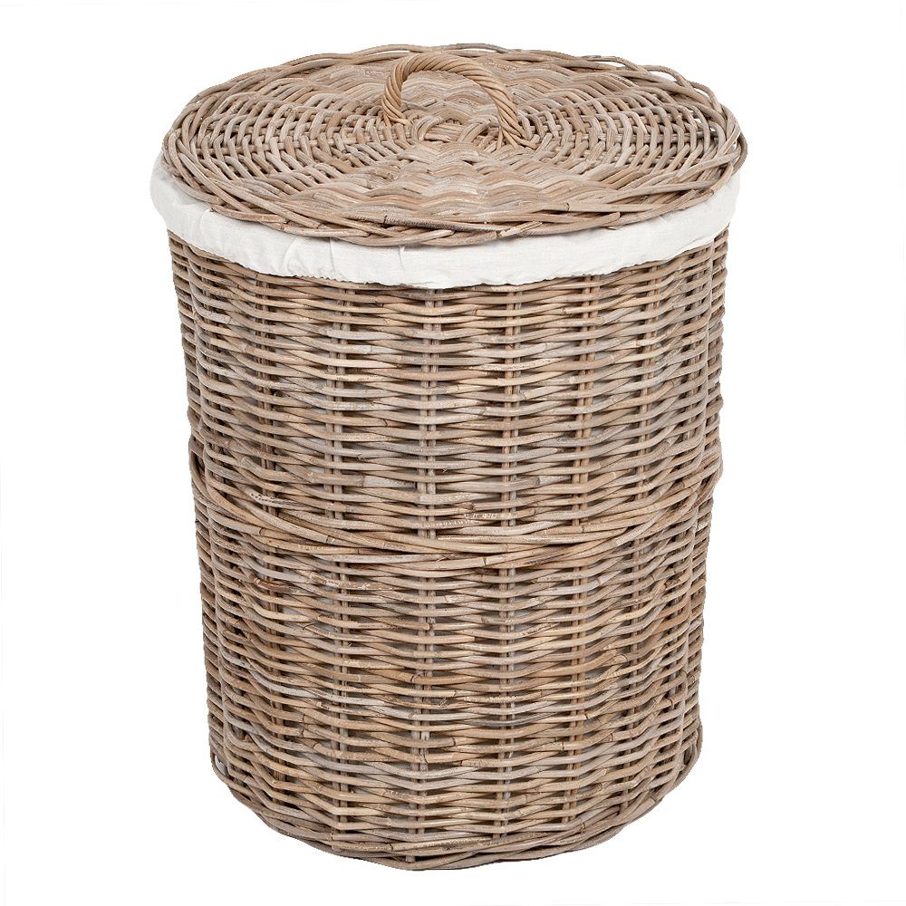 LebensWohnArt Wäschekorb Rattankorb CIREBON-F Natural-Grau ca. 30x35cm Wäschekorb