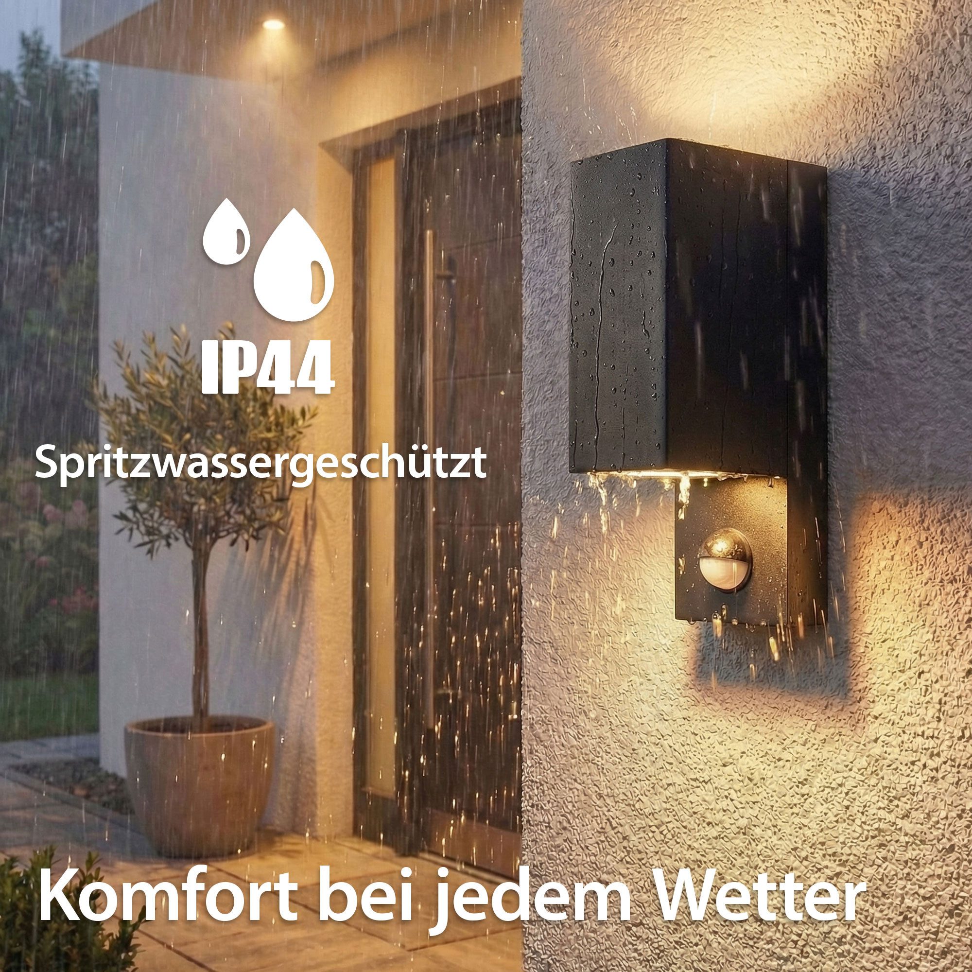 Maxkomfort Außen-Wandleuchte Up & Down Wandlampe mit Bewegungsmelder, Außen & Innen, GU10, ohne Leuchtmittel, Modern, IP44 wetterfest, Bewegungsmelder, exkl. Le – Bild 5 von 5