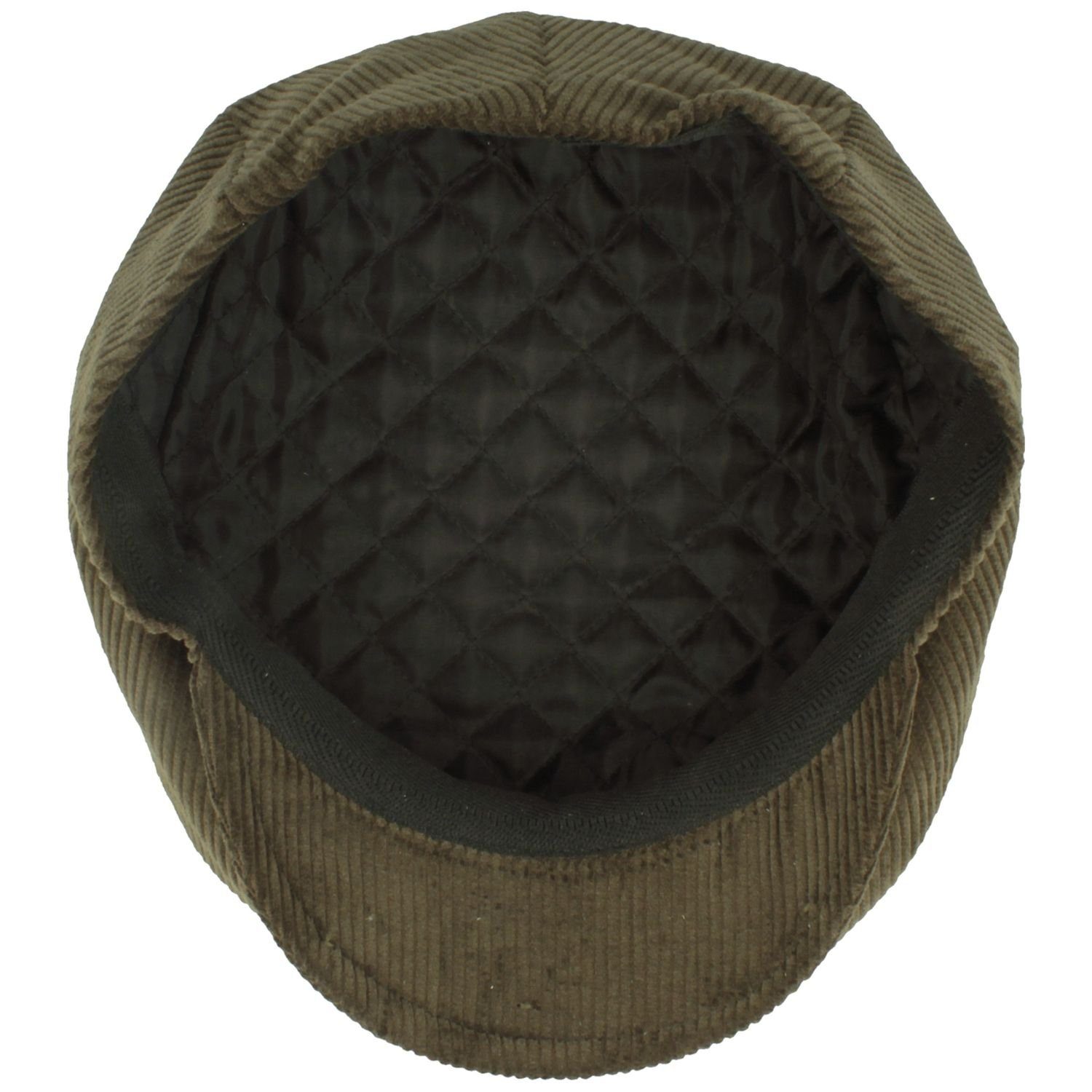Breiter Schiebermütze Flatcap aus Baumwolle Cord-Streifen mit oliv