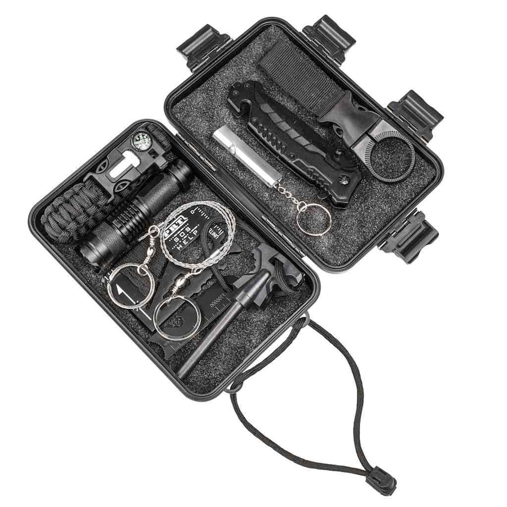 Multi-Tool Überlebenskit 10-tlg. Schwarz