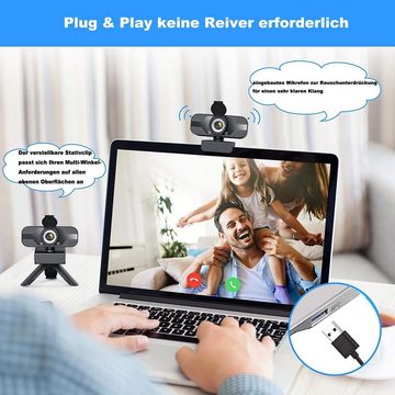 HOUROC 1080P Webcam mit Mikrofon und Ringlicht, Full HD Facecam Full HD-Webcam (HD, WLAN (Wi-Fi), Live-Streaming Webcam mit Stativ 360°für PC/MAC/Desktop, USB Kamera Web Cam für YouTube,Skype,Xbox(Weiß/Warmes Licht)-notfall)