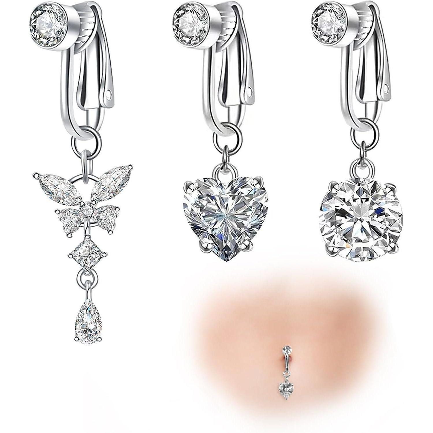 Moosono Bauchnabelpiercing Fake Bauchnabelpiercing mit Kristallkugel Anhäng günstig online kaufen