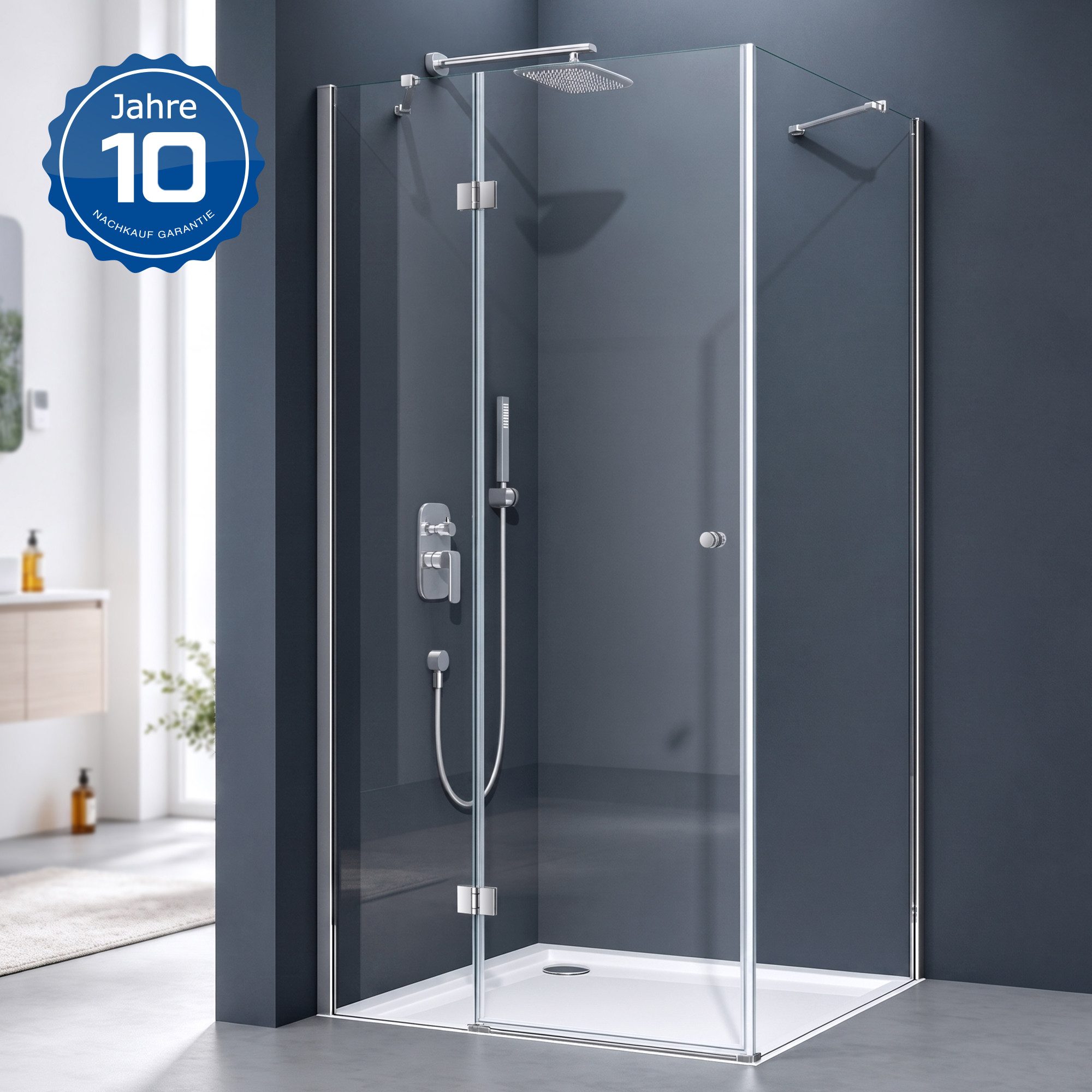 doporro Eckdusche Duschkabine Duschabtrennung ESG-Glas mit NANO H:190cm Ravenna05, BxT: 80x70 cm, ebenerdiger Einbau möglich